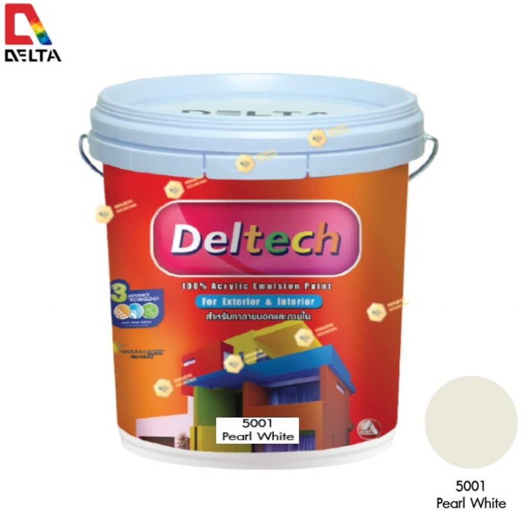DELTECH สีน้ำอะครีลิคแท้ภายนอก#5001 Pearl White-5GL.