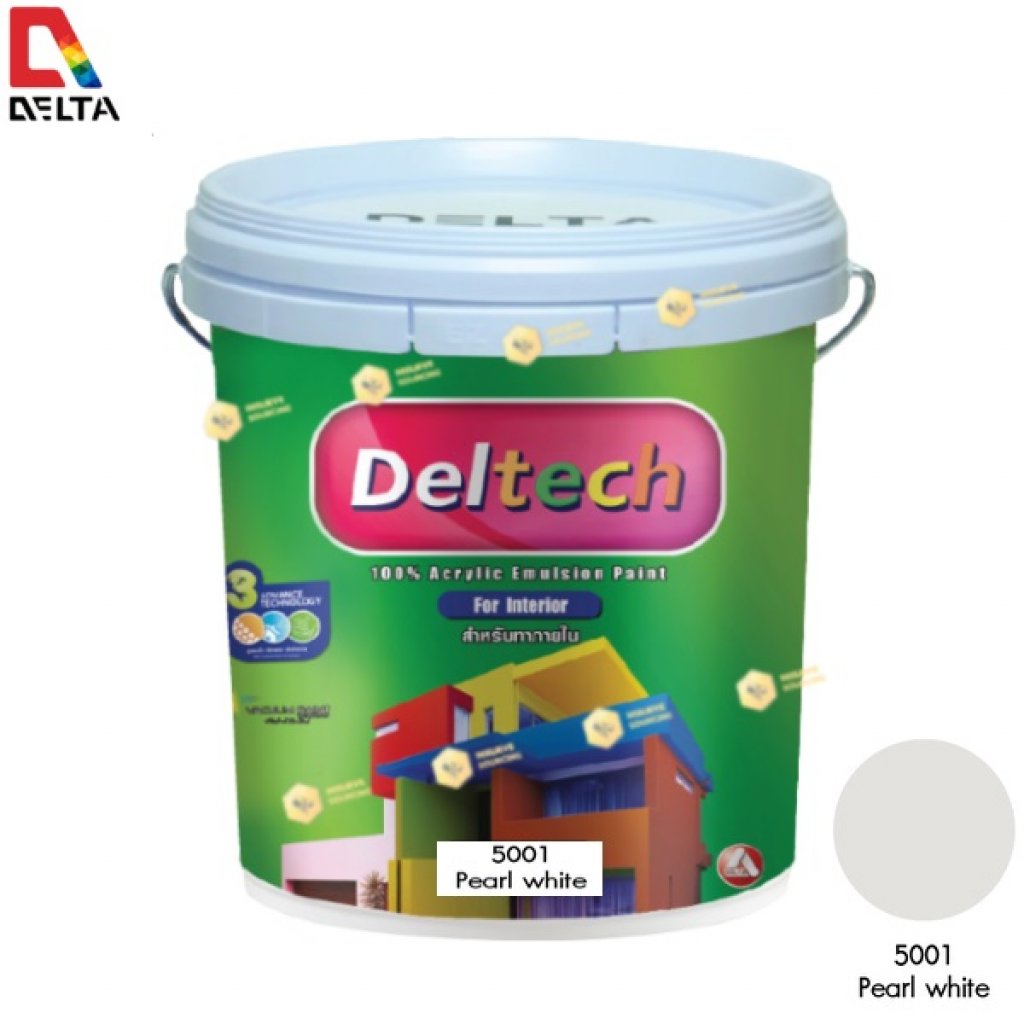 DELTECH สีน้ำอะครีลิคแท้ภายใน#5001 Pearl White-5GL.