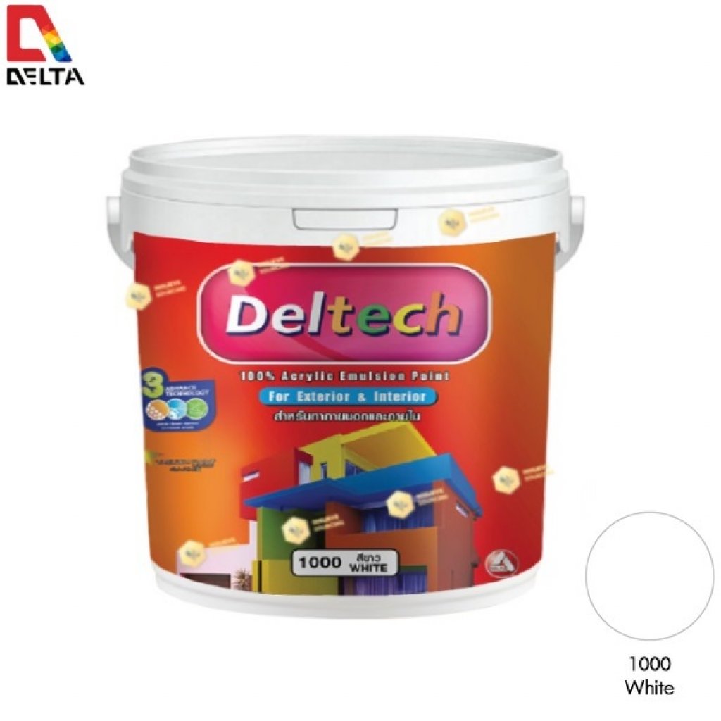 DELTECH สีน้ำอะครีลิคแท้ภายนอก#1000 White-1GL.