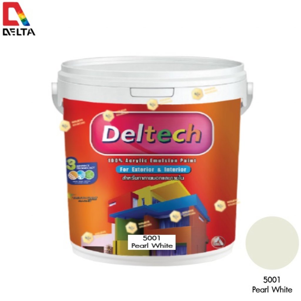 DELTECH สีน้ำอะครีลิคแท้ภายนอก#5001 Pearl White-1GL.