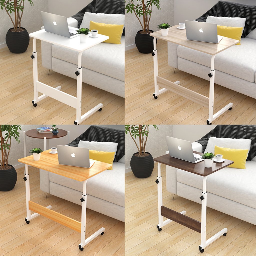 โต๊ะคอมพิวเตอร์ อเนกประสงค์ ปรับระดับ ล้อเลื่อน 60x40cm. ฉากไม้