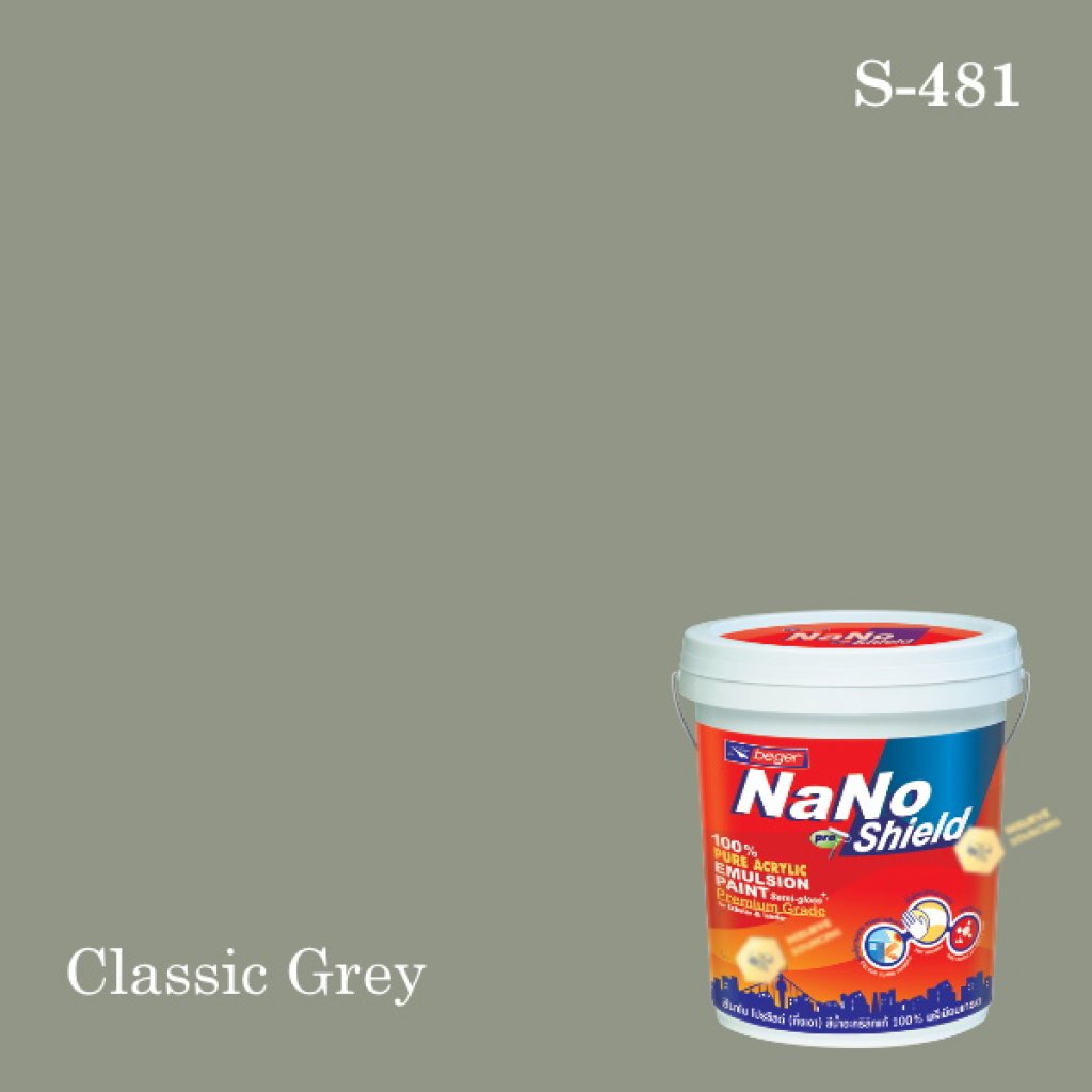 นาโนโปร ชิลด์ สีน้ำอะคริลิก ชนิดเนียน S-481 (Classic Grey)