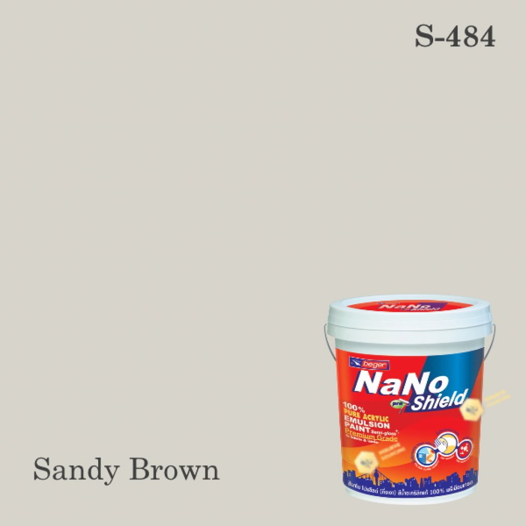 นาโนโปร ชิลด์ สีน้ำอะคริลิก ชนิดเนียน S-484 (Sandy Brown)