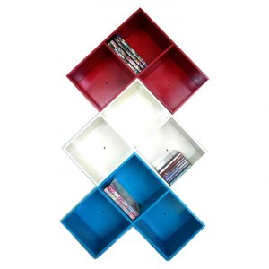 RELUX กล่องไม้ทรง Lego DVD 3ช่อง R-W-B สี แดง-ขาว-ฟ้า (3ชิ้น)