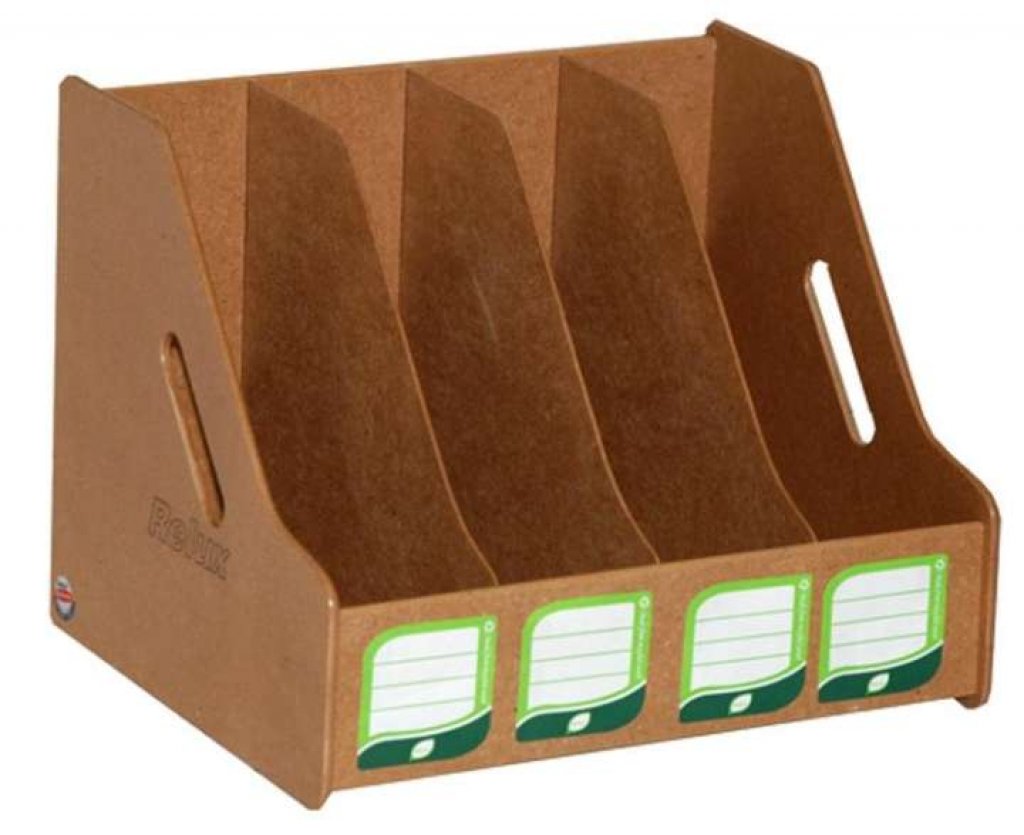 Relux กล่องเสียบแฟ้มไม้เอกสาร4ช่อง MDF-692x4 ลบคมอย่างดี