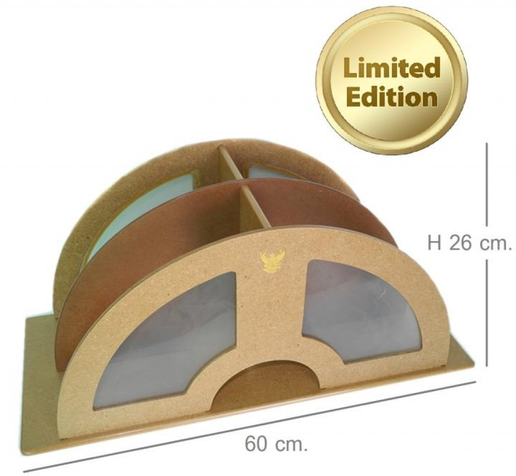 Relux กล่องไม้ใส่แฟ้ม-เอกสาร รุ่นMDF-699x4 พิมพ์ทองครุฑ 4ช่อง
