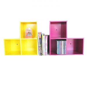 RELUX กล่องไม้ทรง Lego CD 3ช่อง-2ชิ้น รุ่นCDV-42 (Yellow-Pink)