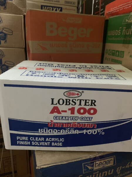 น้ำยาเคลือบเงา ปูน กันซึม A-100 กุ้ง Lobster ขายส่ง Pure Clear Acrylic Solvent Base - Image 2