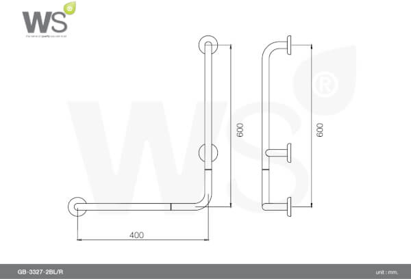 ราวกันลื่น แบบตัวL(90 องศา) 40x60ซม. รุ่นGB-3327-2-BLR - Image 2