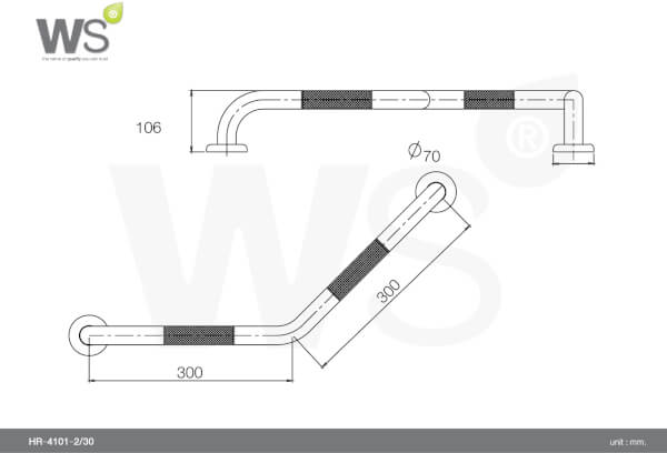 ราวกันลื่น แบบตัวV (135องศา) พิมพ์ลายกันลื่น 30x30ซม. รุ่นHR-4101-2-30 - Image 2