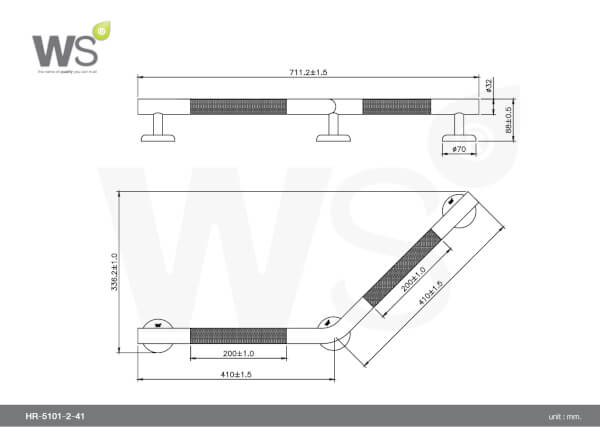 ราวกันลื่นแบบตัว V 135 องศา รุ่นไม้สัก รุ่นHR-5101-2-41 - Image 2