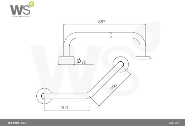ราวกันลื่น แบบตัว V 135องศา ยาว 30x30cm รุ่นHR-6101-2-30 - Image 2