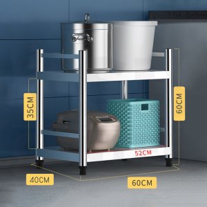 ชั้นวางของสแตนเลส201 อเนกประสงค์ในครัว 2ชั้น 60x40x60cm รุ่นC2L001