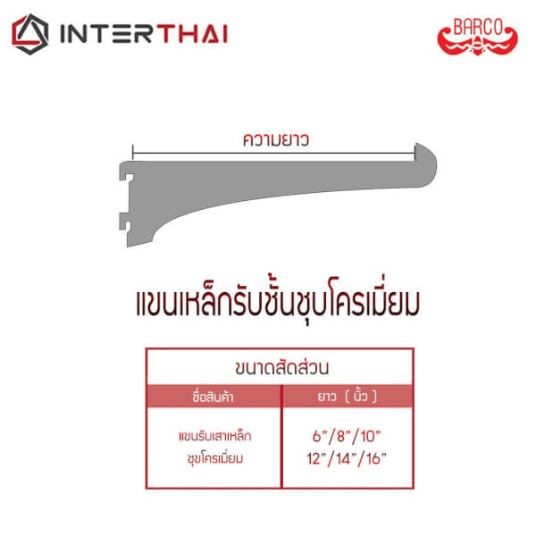 BARCO ฉากรับชั้น แขนเหล็กรับชั้นชุบโครเมียม รุ่น 10 นิ้ว - Image 3