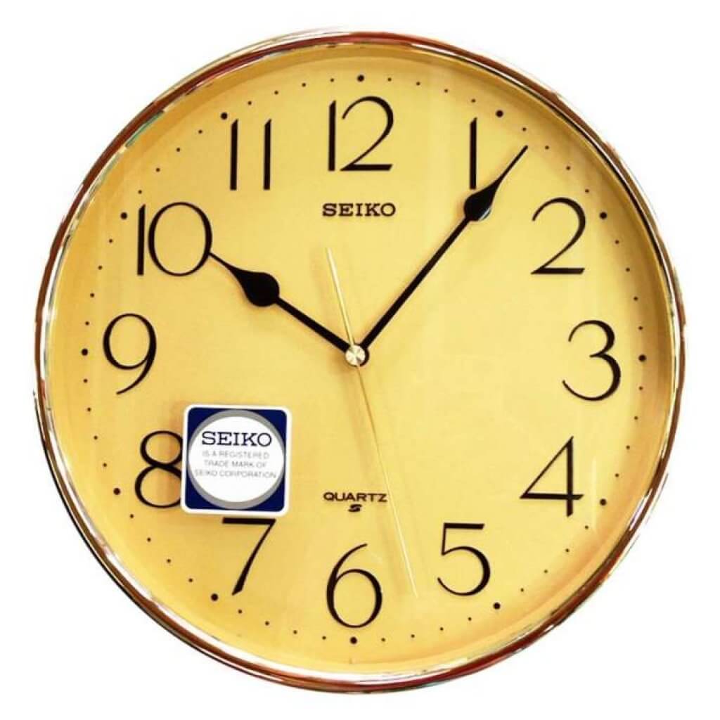 Seiko นาฬิกาแขวนผนัง 11นิ้ว สีทองขอบโค้ง