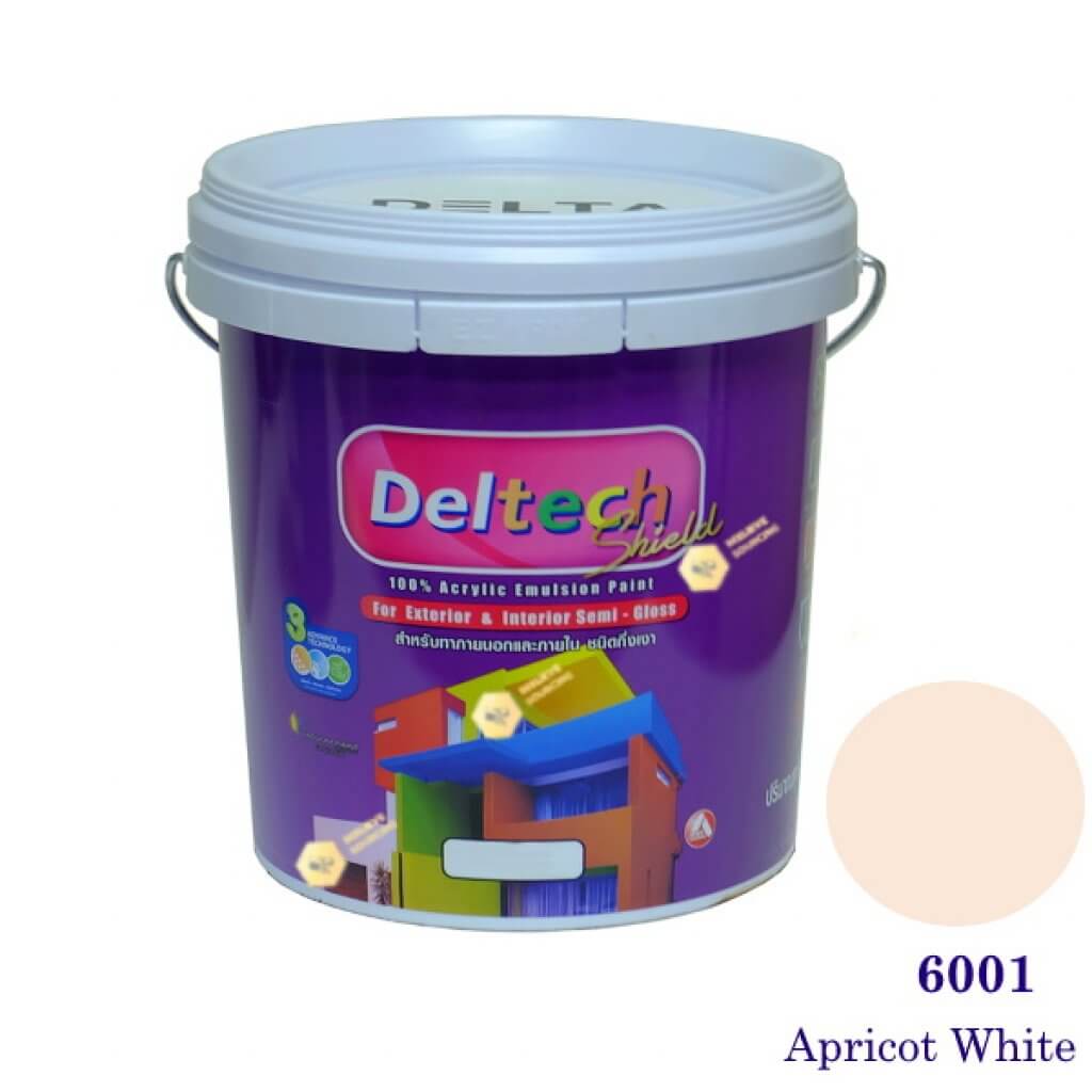 Deltech สีน้ำอะครีลิคกึ่งเงา SG-6001 Apricot White-5gl.