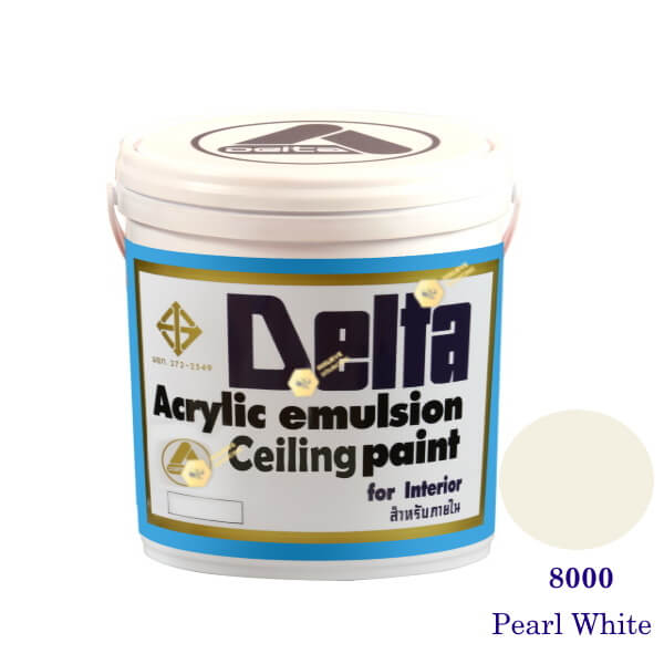 เดลต้า ซีลลิ่งเพนท์ สีน้ำอะครีลิคทาฝ้า 8000 Pearl White 1gl.