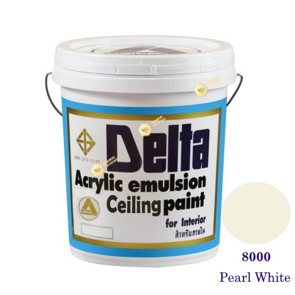 เดลต้า ซีลลิ่งเพนท์ สีน้ำอะครีลิคทาฝ้า 8000 Pearl White 5gl.