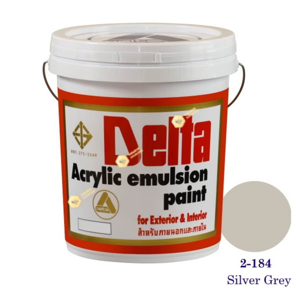 เดลต้า สีน้ำอะครีลิคภายนอก 2-184 Silver Grey 5gl.