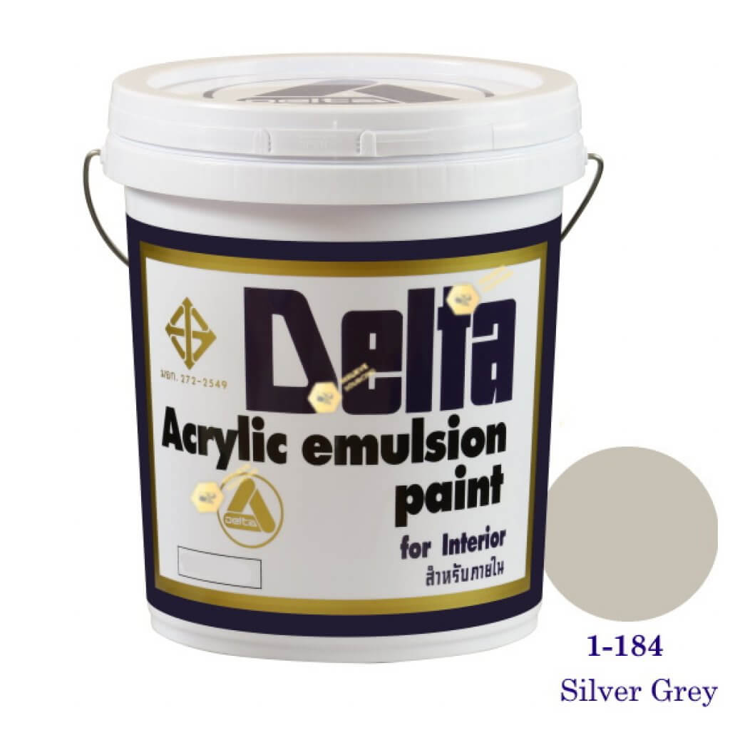 เดลต้า สีน้ำอะครีลิคภายใน 1-184 Silver Grey 5gl.