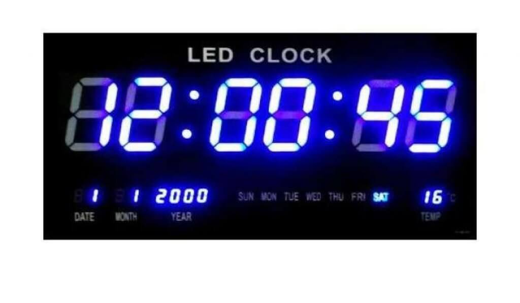 GooAB Shop นาฬิกาLED ติดฝาผนังแบบบาง 18นิ้ว ตัวเลข3นิ้ว ไฟสีฟ้า JH4622