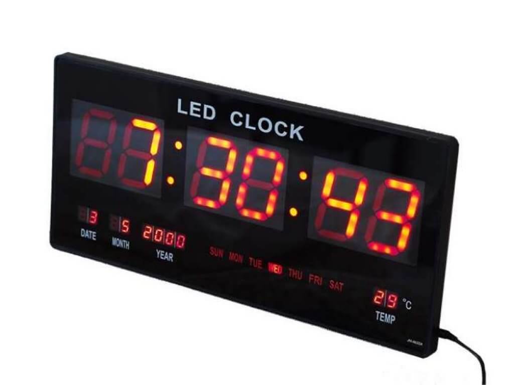 GooAB Shop นาฬิกาLED ติดฝาผนังแบบบาง 18นิ้ว ตัวเลข3นิ้ว ไฟสีแดง JH-4622
