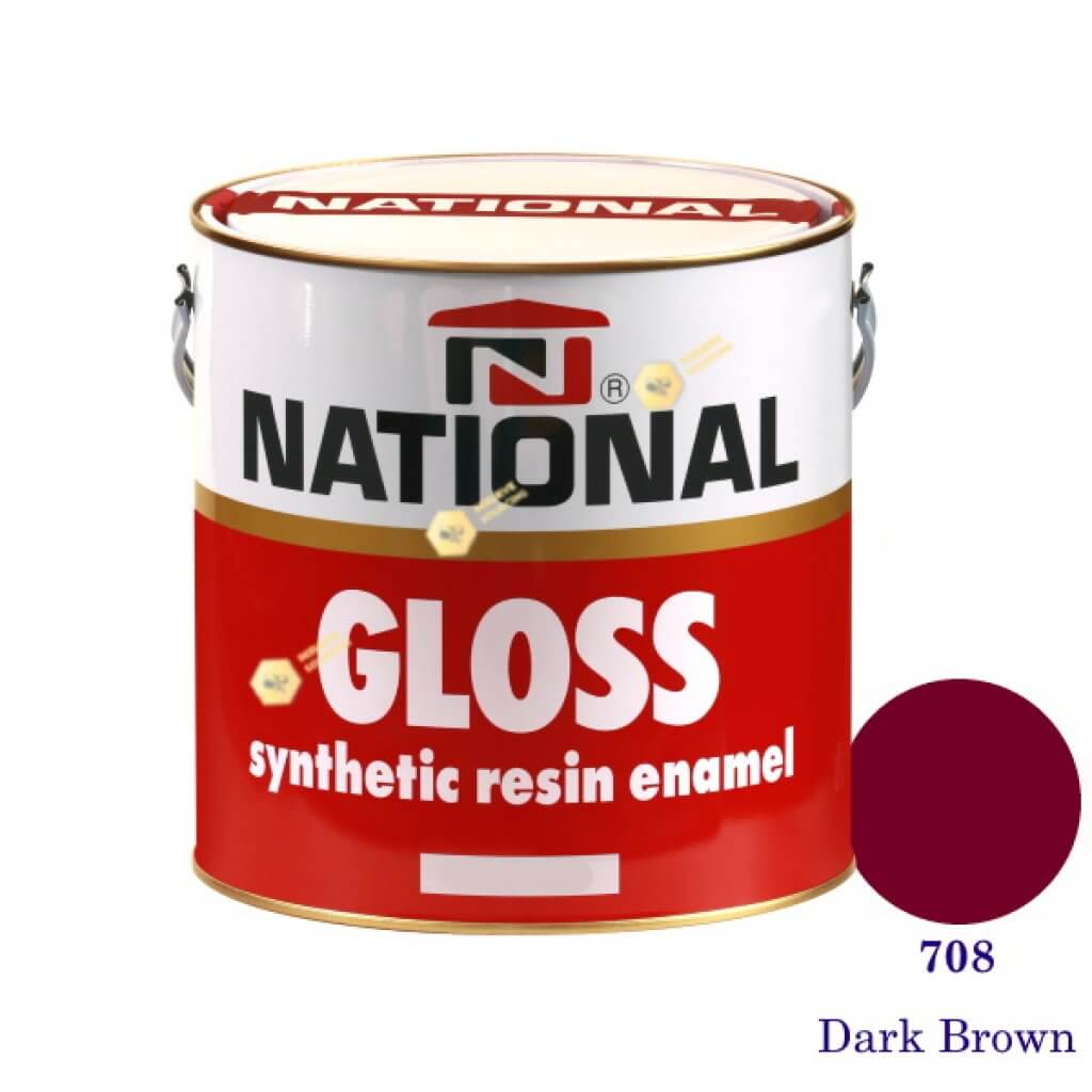 NATIONAL GLOSS สีเคลือบน้ำมัน 708 Dark Brown-1gl