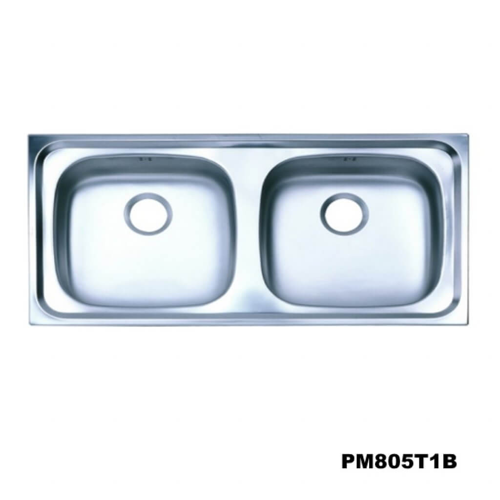 อ่างซิงค์2หลุม สะดือB(เจาะ1รูก๊อก) PM805T1B