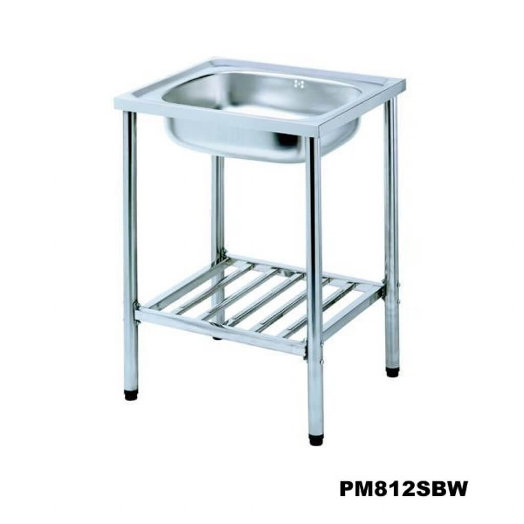 อ่างซิงค์1หลุม+ขาตั้ง สะดือB-PM812SBW