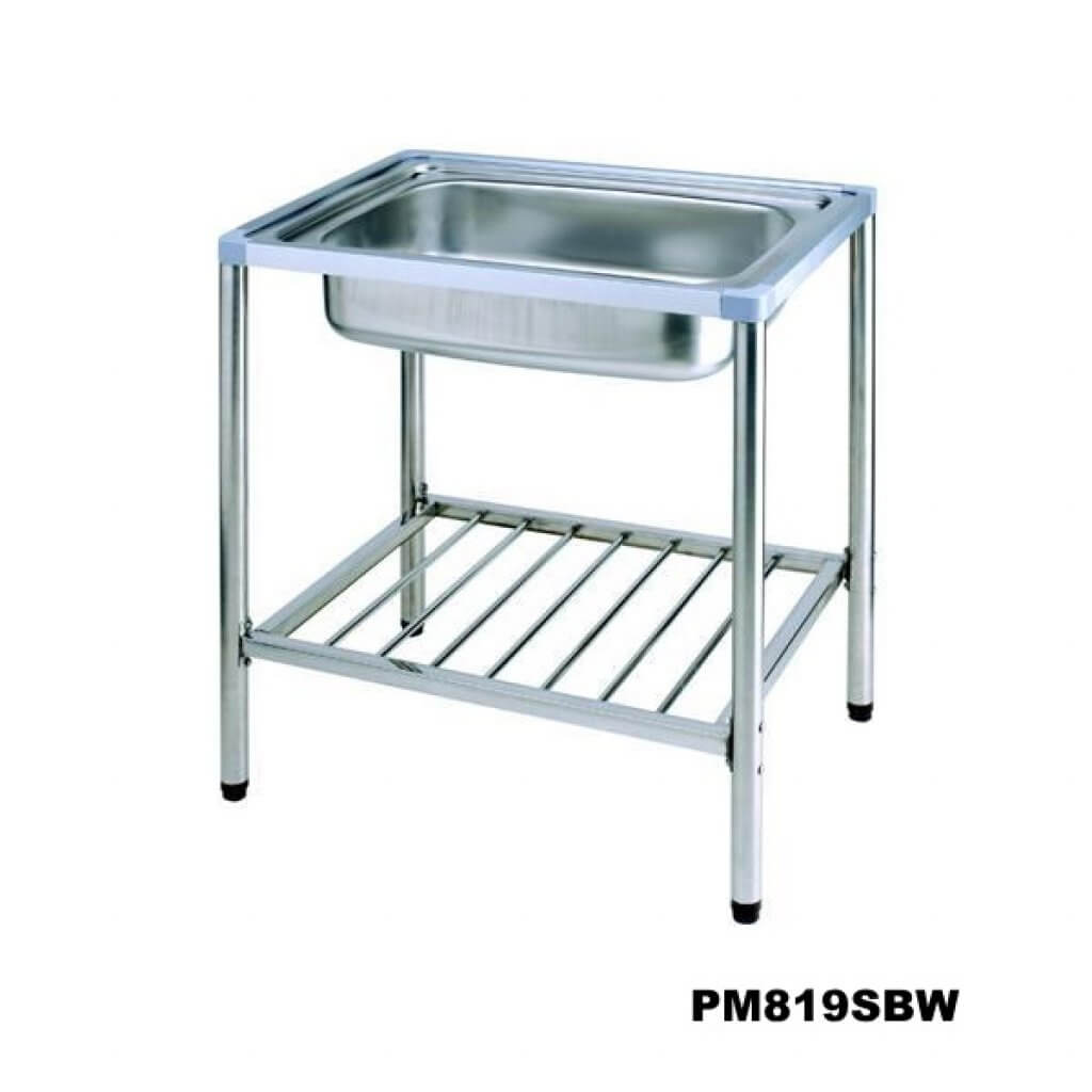 อ่างซิงค์1หลุม+ขาตั้ง สะดือB-PM819SBW