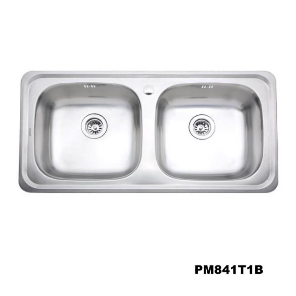 อ่างซิงค์2หลุม สะดือB(เจาะ1รูก๊อก) PM841T1B