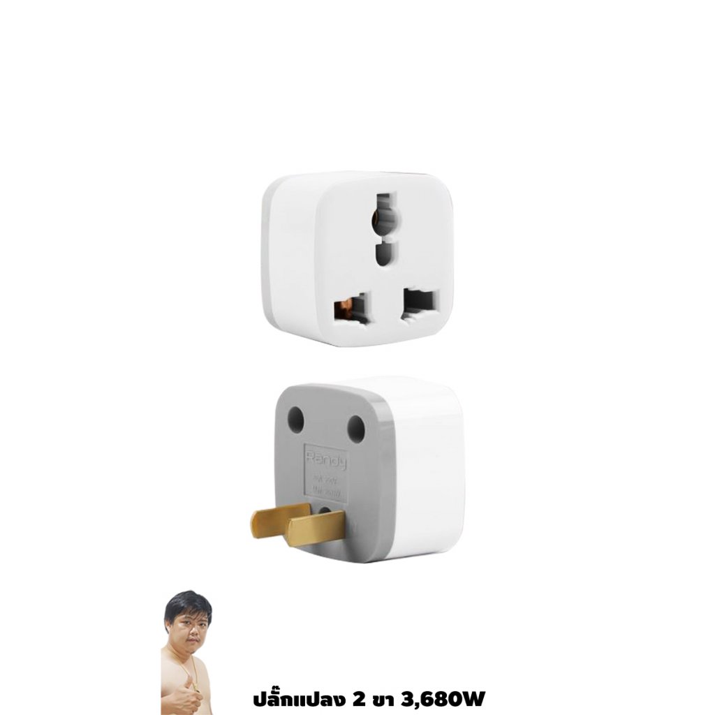 หัวแปลงปลั๊กไฟ จาก 3 ขา เป็น 2 ขา (บ้านแบบเก่า) 3,680W RANDY