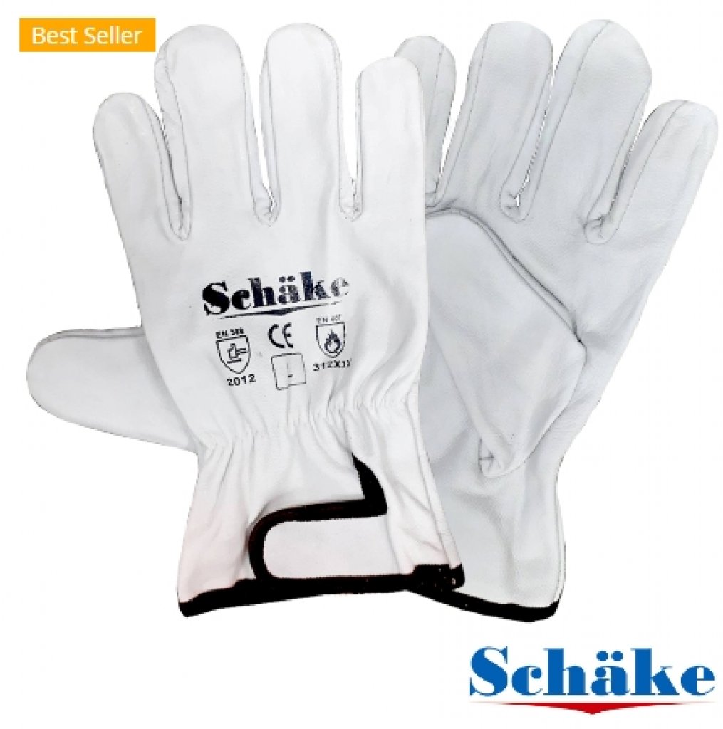 SCHAKE ถุงมือหนังแพะกุ๊นขอบตีนตุ๊กแก size-L