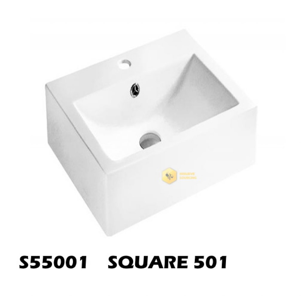 อ่างล่างหน้าวางบนเคาน์เตอร์ทรงเหลี่ยม S55001