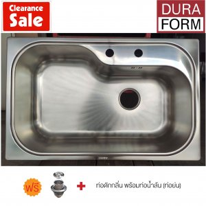 Duraform Clearance สินค้าตัวโชว์ ซิงค์ล้างจานสแตนเลส 1หลุม รุ่นBella XL (No taps) 73x44x21.5ซม.
