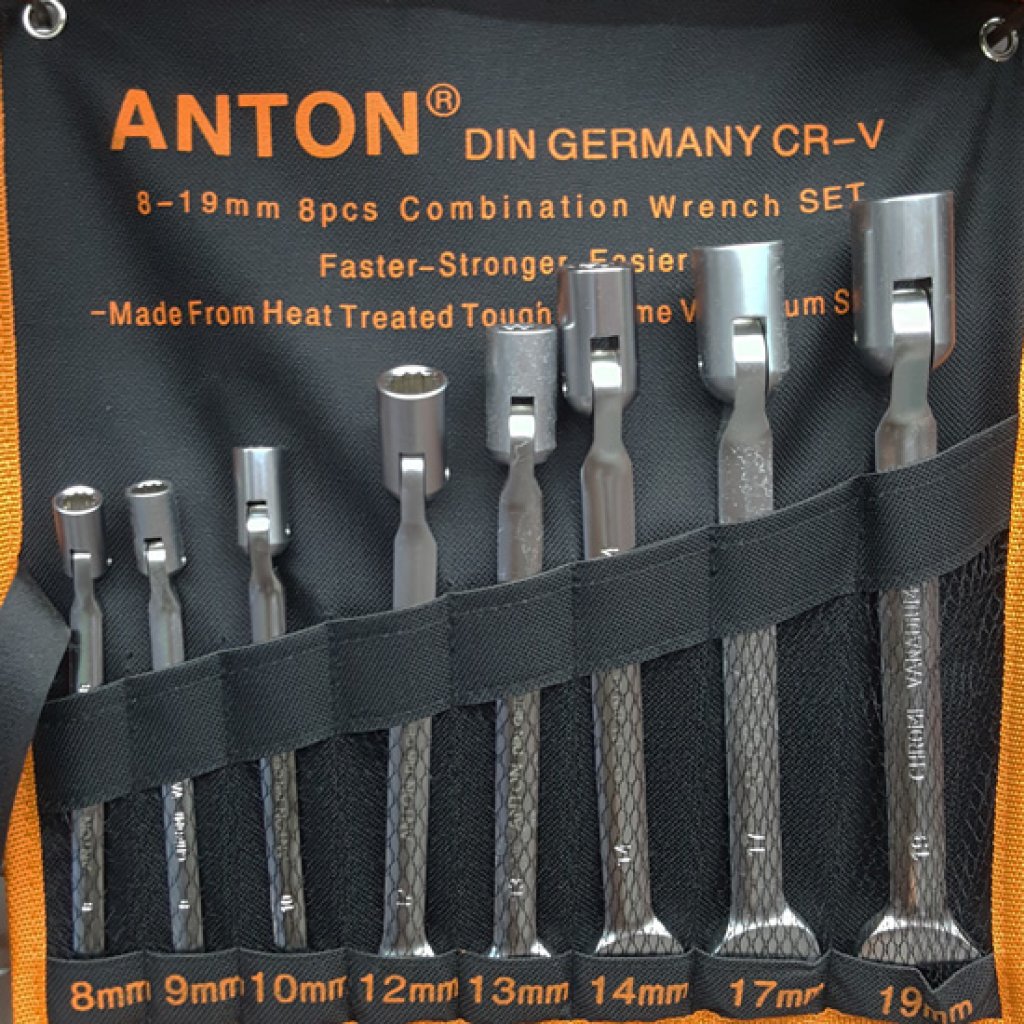 Anton ชุดประแจปากตายบล็อคข้างพับได้ ขนาด 8-19มิล. 8ชิ้น