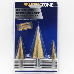 WorkZone step drill ดอกคว้านสเต๊ปชุบไทเทนี่ยม 3ชิ้น เบอร์4-32มิล.