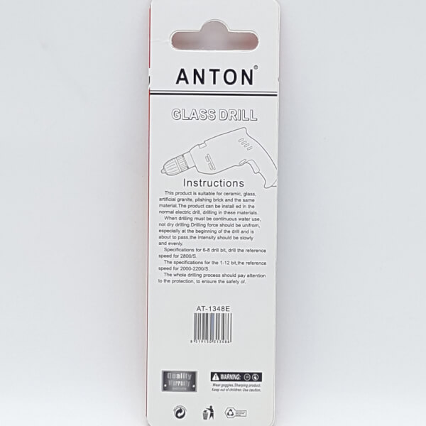 Anton ดอกเจาะกระจกปลายคาร์ไบด์แฉก ขนาด 8มิล. - Image 2
