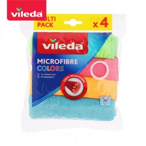 Vileda Microfibre Colors Cloth Pack 4 วิเลดา ผ้าไมโครไฟเบอร์ คัลเลอร์ แพ็ค 4
