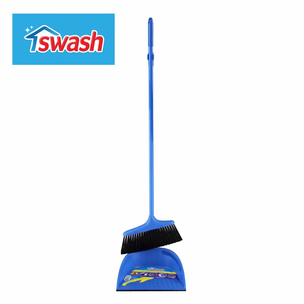 SWASH Long Handle Dustpan Set (Blue) ชุดไม้กวาดพร้อมที่โกยผงด้ามยาว