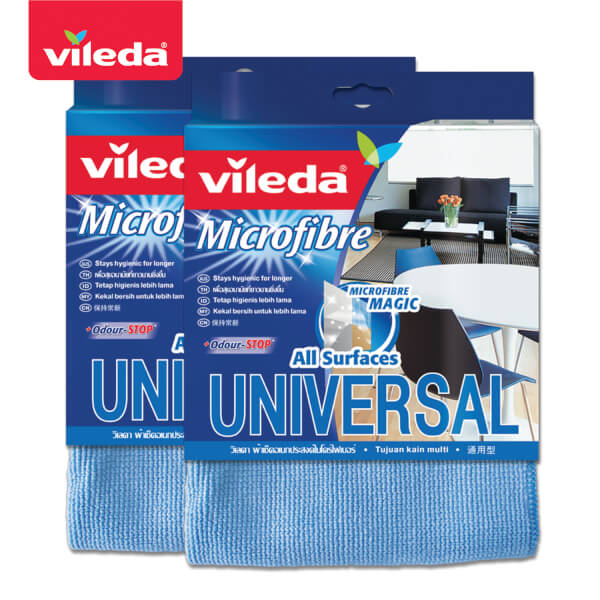 Vileda Universal cloth Pack2 วิเลดา ผ้าเช็ดอเนกประสงค์ไมโครไฟเบอร์ แพ็ค2 คละสี
