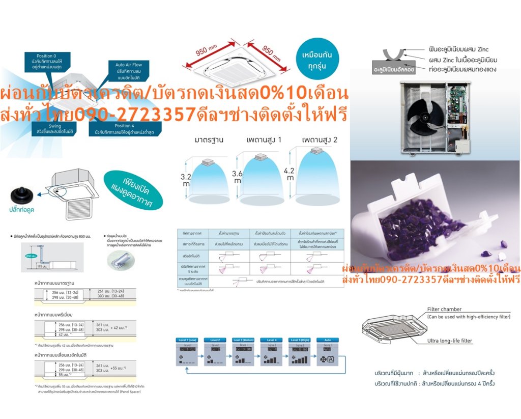DAIKINเครื่องปรับอากาศ43000BTU#FCFC-DV2Sไฟ380โวลต์CASSETอินเวอร์เตอร์STANDARDน้ำยาแอร์R32แถมFREEเครื่องฟอกอากาศฝุ่นPM2.5DAIKIN CASSETTYPE INVERTER รุ่น FCFC-DV2Sคุณสมบัติสินค้าของแอร์ไดกิ้น แบบสี่ทิศทาง อินเวอร์เตอร์ FCFC-DV น้ำยาแอร์ R-32DAIKIN-CASSETTE-INVERTER-FCFC ราคานี้199995ไม่รวมติดตั้งNOFREELOGISTICราคาสินค้ายังไม่รวมค่าจัดส่งค่าจัดส่งจ่ายเองตามจริงสั่งง่ายจัดส่งเร็วเราทำการขายตลอด24ชั่วโมงเช็คสต๊อกก่อนกดสั่งซื้อเพราะมีหน้าร้านด้วยเพื่อป้องกันความผิดพลาดก่อนที่ท่านจะสั่งซื้ออย่าลืมเช็คสถานะของสินค้าก่อนว่ายังมีเหลืออยู่ในสต๊อคหรอไม่ราคาสินค้าอาจมีการเปลี่ยนแปลงกรุณาตรวจสอบราคาสินค้าอีกครั้งที่ปุ่มด้านล่างนี้ จัดส่งผ่านขนส่งเอกชนถึงหน้าบ้านลูกค้าต้องประกอบสินค้าเองเงื่อนไขการรับประกันกรณีสินค้าชำรุดเสียหายจากการผลิตที่ไม่ได้ชำรุดจากการใช้งานสามารถเปลี่ยนสินค้าใหม่ได้ภายใน7วันนับจากวันที่ได้ส่งสินค้าสินค้าชำรุดจากการใช้งานสามารถนำสินค้าพร้อมใบเสร็จและใบรับประกันส่งเครมซ่อมสินค้าได้ที่ศูนย์บริการใกล้บ้านท่านระยะเวลาในการดำเนินการเปลี่ยนสินค้าซ่อมประมาณ3-30วันทำการโทร090-2723357หรือADDไลน์ID:0968968198ติดต่อสั่งซื้อสินค้ายี่ห้อไหนรุ่นไหนจำนวนกี่ตัวกำหนดใช้สินค้าวันไหนต้องการราคาไม่เกินกี่บาทต่อตัวคะ https://www.facebook.com/pcbestbuytv/ หน้าเพจร้านมีสินค้าราคาดีๆใหม่ๆคอยอัพเดทเพิ่มเติมทุกวันด้วยลองคลิ๊กดูคะสนใจรุ่นไหน แค็ปหน้าจอมาแล้วโทรมาเลยฝากกดไลท์ฝากกดแชร์ฝากกดติดตามด้วยคะThankYouคะ Daikin Cassette Inverter FCFC การกระจายลมรอบด้าน 360 องศา ส่งลมเย็นจากเพดานถึงพื้นได้ถึง 4.2 เมตร เย็นเร็วทั่วถึงทุกพื้นที่ น้ำยา R32 ประหยัดไฟสูงสุดเบอร์ 5 Round-Flow ระบบการกระจายลม 360 องศา ที่ทำให้ทุกจุดรอบห้องเย็นสบายได้อย่างสม่ำเสมอ การกระจายลมแบบสลับ 2 ทิศทาง เย็นไวทั่วถึงทุกพื้นที่ ไม่รู้สึกหนาวเกินไปเมื่ออยู่ใกล้กับเครื่องปรับอากาศ ติดตั้งได้หลากหลายพื้นที่ ประสิทธิภาพการส่งลมเย็นจากเพดานถึงพื้นทำได้สูงสุดถึง 4.2 เมตร Daikin Inverter System ลดรอบการทำงานของคอมเพรสเซอร์ ช่วยให้อุณหภูมิของห้องมีความคงที่อย่างต่อเนื่อง และยังทำให้ลดการใช้พลังงานได้มากขึ้น ถาดน้ำทิ้งและแผ่นกรองช่วยยับยั้งแบคทีเรียซึ่งเป็นบ่ิอเกิดของกลิ่น และความสกปรก R32 Refrigerant สารทำความเย็นที่เป็นมิตรต่อสิ่งแวดล้อม ประหยัดไฟสูงสุดเบอร์ 5 (สำหรับขนาด 13,000-36,000 btu.) แอร์ Daikin อินเวอร์เตอร์แบบฝังฝ้าเพดาน รับประกันคอมเพรสเซอร์ 5 ปีและอะไหล่ 1 ปีAir Daikin Cassette Inverter Type FCFC-DV ,Refrigerant R-32ระบบอินเวอร์เตอร์แบบสวิง ประหยัดไฟเบอร์ 5 เครื่องปรับอากาศไดกิ้น สกายแอร์ อินเวอร์เตอร์แบบสวิง R32 ใหม่ ค่าประหยัดพลังงาน (SEER) สูงขึ้นกว่าเดิม ได้รับฉลากประหยัดพลังงานเบอร์ 5 ช่วยให้คุณประหยัดค่าไฟฟ้าได้มากกว่าสารทำความเย็น R32 เพื่อรักษาสิทธิในการเปลี่ยนสินค้ากรุณาทำตามนี้นะคะ 1.กรุณารับสินค้าด้วยตนเองหากไม่สะดวกรับสินค้าให้เลื่อนนัดวันเวลารับกับขนส่งให้พอดีเวลากัน 2.เมื่อรถขนส่งสินค้ามาถึงกรุณาถ่ายวิดีโอตั้งแต่ตอนที่(รับสินค้าจากขนส่งจนถึงทดลองใช้สินค้า)ให้จบภายในคลิปVDOเดียวห้ามตัดต่อ เมื่อคุณลูกค้าได้รับสินค้าแล้วรบกวนอัดคลิปวิดีโอก่อนแกะกล่องพัสดุไว้ด้วยค่ะเพื่อป้องกันการผิดพลาดหากคุณลูกค้าได้รับสินค้าไม่ครบหรือมีสินค้าชำรุดเสียหายหากไม่มีหลักฐานยืนยันทางร้านขออนุญาตไม่รับผิดชอบทุกกรณีนะคะ ถ้าไม่มีวีดีโอไม่รับผิดชอบทุกกรณี ย้ำไม่รับผิดชอบทุกกรณี หากพัสดุเสียหาย รบกวนปฏิเสธการรับจากทางขนส่งได้เลยค่ะ เงื่อนไขการรับเคลมสินค้า 1. ก่อนรับสินค้าจนถึงแกะกล่องสินค้าต้องถ่ายคลิปVDO ใบปะหน้ากล่องสินค้าให้เห็นชื่อลูกค้าที่อยู่ขณะแกะกล่องสินค้าและสินค้าที่แพ็คในกล่องสินค้า โดยไม่ตัดต่อVDOและถ่ายVDOต่อเนื่องในคลิปVDOเดียวจบ 2. หากพบว่ากล่องสินค้าชำรุดฉีกขาดแตกหักให้ถ่ายมุมของกล่องสินค้าไว้เป็นหลักฐานก่อนแกะ 3. เมื่อพบปัญหาสินค้าไม่ครบส่งผิดชำรุดแตกหักจากการขนส่งทันทีให้ลูกค้าส่งคลิปหลักฐานและแจ้งเลขที่สั่งซื้อให้แอดมินร้านฯทางแอดมินร้านจะติดต่อประสานงานและแก้ไขปัญหาภายในวันทำการ1วันทำการ กรณีไม่รับเคลม/คืนสินค้า 1. แจ้งเคลมสินค้าแตกหักเสียหายใช้งานไม่ได้โดยไม่มีคลิปVDOประกอบตามเงื่อนไขที่กำหนด 2. สินค้าเสียหายนอกเหนือจากการขนส่งสินค้าเช่นลูกค้าทำสินค้าชำรุดเองแตกหักจากการติดตั้งหรือเคลื่อนย้ายสินค้าโดยไม่ระมัดระวัง/ทำพลาดล้มตกหล่นหรือมีคน,สัตว์เลี้ยงใบ้านของลูกค้าทำพังหรือปล่อยทิ้งสินค้าไว้เพียงลำพังโดยไม่มีคนเฝ้าระวัง สอบถามข้อมูลเพิ่มเติม(วันจันทร์ - ศุกร์ เวลา09.00–18.00 น.(เว้นวันหยุดราชการ)หมายเหตุ:กรุณาอ่านก่อนสั่งซื้อๆสินค้าผิดรุ่นเองโดยผู้ซื้อไม่รับเปลี่ยนคืนทุกกรณี/ รับเคลมสินค้าเมื่อมีหลักฐานจากการถ่ายวีดีโอ ก่อนแกะสินค้าเท่านั้นแจ้งลูกค้าทุกท่านทราบ ทางบริษัทไม่มีบริการยกของขึ้นชั้นบนให้กับทางลูกค้าต้องขออภัยไว้ณ.ที่นี่ด้วยค่ะทางเราขอสงวนสิทธิ์ในการเปลี่ยนแปลงหรือยกเลิกโปรโมชั่นดังกล่าวโดยไม่แจ้งให้ทราบล่วงหน้า เงื่อนไขเป็นไปตามที่บริษัทฯกำหนดR32 เป็นสารทำความเย็นรักษ์โลกที่ใช้เป็นครั้งแรกในประเทศไทยโดยไดกิ้น มีความสามารถในการทำความเย็นมากกว่าสารทำความเย็น R22 และ R410A ทำให้คอมเพรสเซอร์ไม่ทำงานหนัก ส่งผลให้เย็นเร็วและประหยัดพลังงาน ไม่ทำลายชั้นบรรยากาศโอโซน และมีค่าศักยภาพที่ก่อให้เกิดภาวะโลกร้อน (GWP) น้อยกว่า R410A ถึง 3 เท่า ในประเทศญี่ปุ่นมียอดจำหน่ายสะสมเครื่องปรับอากาศแบบแยกส่วนติดผนังที่ใช้ R32 แล้วกว่าหนึ่งล้านเครื่อง กระจายลมรอบทิศทาง 360 องศา กระจายลมอย่างทั่วถึงด้วยช่องกระจายลมรอบทิศทาง 360 องศา เย็นสบายอย่างต่อเนื่องทุกบริเวณ ลดปัญหาอากาศไหลเวียนไม่สม่ำเสมอ แตกต่างจากแบบกระจายลม 4 ทิศทางทั่วไป การกระจายลมหมุนเวียนแบบใหม่ สลับการกระจายลมแบบ 2 ทิศทางเพื่อส่งลมไกล และรอบทิศทางเพื่อกระจายลมทั่วถึง ปรับลดอุณหภูมิห้องให้ห้องเย็นเร็วอย่างทั่วถึง ไม่รู้สึกหนาวเกินไป แม้อยู่ใกล้เครื่องปรับอากาศ ติดตั้งบนเพดานสูงสุด 4.2 เมตร “สามารถปรับการตั้งค่าการส่งลมให้เหมาะกับบริเวณที่มีเพดานสูงได้สูงสุด 4.2 เมตร ทำให้ติดตั้งได้ในหลากหลายพื้นที่ (รุ่น 36,000-48,000 BTU)” ฟิลเตอร์และถาดรองน้ำทิ้งยับยั้งแบคทีเรีย ป้องกันแบคทีเรียที่ถาดน้ำทิ้ง ใช้ซิลเวอร์ไอออนเพื่อป้องกันการแพร่กระจายของแบคทีเรียที่ก่อให้เกิดกลิ่นและความสกปรก ลักษณะเฉพาะของผลิตภัณฑ์ คุณสมบัติ Specification Unit FCFC13DV2S ขนาดการทำความเย็น BTU/h 13,600 (6,100-15,400) กำลังไฟฟ้า W 1,220 แหล่งจ่ายไฟ V/Ph/Hz DV2S : 220V / 1 Phase / 50Hz Indoor Unit Model FCFC13DV2S สีหน้ากาก Fresh White ขนาดหน้ากาก (สูงxกว้างxลึก) mm 50 x 950 x 950 น้ำหนักหน้ากาก kg 5.5 อัตราการหมุนเวียนอากาศ H/M/L cfm 671 / 494 / 388 ระดับความเร็วพัดลม 3 Steps แผ่นกรองอากาศ Resin net with mould resistance ระดับเสียง H/M/L dB(A) 37 / 32 / 28 ขนาด (สูงxกว้างxลึก) mm 256 x 840 x 840 น้ำหนัก kg 19 Outdoor Unit Model RZFC13DV2S สีชุดภายนอก Ivory White ระดับเสียง Cooling/ Night Quiet Mode dB(A) 48 (Cooling) ขนาด (สูงxกว้างxลึก) mm 595 x 845 x 300 น้ำหนัก kg 34 คอมเพรสเซอร์ Hermetically Sealed Swing Type สารทำความเย็น R32 เดินท่อได้ไกลสูงสุดโดยไม่ต้องเติมน้ำยาเพิ่มเติม m 10 ความยาวการเดินท่อสูงสุด m 30 ความต่างระดับสูงสุด m 15 Specification Unit FCFC18DV2S ขนาดการทำความเย็น BTU/h 18,000 (7,800-20,500) กำลังไฟฟ้า W 1,630 แหล่งจ่ายไฟ V/Ph/Hz DV2S : 220V / 1 Phase / 50Hz Indoor Unit Model FCFC18DV2S สีหน้ากาก Fresh White ขนาดหน้ากาก (สูงxกว้างxลึก) mm 50 x 950 x 950 น้ำหนักหน้ากาก kg 5.5 อัตราการหมุนเวียนอากาศ H/M/L cfm 671 / 494 / 388 ระดับความเร็วพัดลม 3 Steps แผ่นกรองอากาศ Resin net with mould resistance ระดับเสียง H/M/L dB(A) 37 / 32 / 28 ขนาด (สูงxกว้างxลึก) mm 256 x 840 x 840 น้ำหนัก kg 19 Outdoor Unit Model RZFC18DV2S สีชุดภายนอก Ivory White ระดับเสียง Cooling/ Night Quiet Mode dB(A) 49 (Cooling) ขนาด (สูงxกว้างxลึก) mm 595 x 845 x 300 น้ำหนัก kg 34 คอมเพรสเซอร์ Hermetically Sealed Swing Type สารทำความเย็น R32 เดินท่อได้ไกลสูงสุดโดยไม่ต้องเติมน้ำยาเพิ่มเติม m 10 ความยาวการเดินท่อสูงสุด m 30 ความต่างระดับสูงสุด m 15 Specification Unit FCFC24DV2S ขนาดการทำความเย็น BTU/h 24,000 (8,900-27,300) กำลังไฟฟ้า W 2,150 แหล่งจ่ายไฟ V/Ph/Hz DV2S : 220V / 1 Phase / 50Hz Indoor Unit Model FCFC24DV2S สีหน้ากาก Fresh White ขนาดหน้ากาก (สูงxกว้างxลึก) mm 50 x 950 x 950 น้ำหนักหน้ากาก kg 5.5 อัตราการหมุนเวียนอากาศ H/M/L cfm 812 / 635 / 459 ระดับความเร็วพัดลม 3 Steps แผ่นกรองอากาศ Resin net with mould resistance ระดับเสียง H/M/L dB(A) 37 / 34 / 28 ขนาด (สูงxกว้างxลึก) mm 256 x 840 x 840 น้ำหนัก kg 22 Outdoor Unit Model RZFC24DV2S สีชุดภายนอก Ivory White ระดับเสียง Cooling/ Night Quiet Mode dB(A) 50 (Cooling) ขนาด (สูงxกว้างxลึก) mm 595 x 845 x 300 น้ำหนัก kg 37 คอมเพรสเซอร์ Hermetically Sealed Swing Type สารทำความเย็น R32 เดินท่อได้ไกลสูงสุดโดยไม่ต้องเติมน้ำยาเพิ่มเติม m 10 ความยาวการเดินท่อสูงสุด m 30 ความต่างระดับสูงสุด m 15 Specification Unit FCFC30DV2S ขนาดการทำความเย็น BTU/h 30,000 (14,300-34,100) กำลังไฟฟ้า W 2,830 แหล่งจ่ายไฟ V/Ph/Hz DV2S : 220V / 1 Phase / 50Hz / DY2S : 380V / 3 Phase / 50Hz Indoor Unit Model FCFC30DV2S สีหน้ากาก Fresh White ขนาดหน้ากาก (สูงxกว้างxลึก) mm 50 x 950 x 950 น้ำหนักหน้ากาก kg 5.5 อัตราการหมุนเวียนอากาศ H/M/L cfm 812 / 635 / 459 ระดับความเร็วพัดลม 3 Steps แผ่นกรองอากาศ Resin net with mould resistance ระดับเสียง H/M/L dB(A) 38 / 34 / 29 ขนาด (สูงxกว้างxลึก) mm 256 x 840 x 840 น้ำหนัก kg 22 Outdoor Unit Model RZFC30DV2S สีชุดภายนอก Ivory White ระดับเสียง Cooling/ Night Quiet Mode dB(A) 51 (Cooling) ขนาด (สูงxกว้างxลึก) mm 695 x 930 x 350 น้ำหนัก kg 44 คอมเพรสเซอร์ Hermetically Sealed Swing Type สารทำความเย็น R32 เดินท่อได้ไกลสูงสุดโดยไม่ต้องเติมน้ำยาเพิ่มเติม m 15 ความยาวการเดินท่อสูงสุด m 50 ความต่างระดับสูงสุด m 30 Specification Unit FCFC30DV2S ขนาดการทำความเย็น BTU/h 30,000 (14,300-34,100) กำลังไฟฟ้า W 2,830 แหล่งจ่ายไฟ V/Ph/Hz DY2S : 380V / 3 Phase / 50Hz Indoor Unit Model FCFC30DV2S สีหน้ากาก Fresh White ขนาดหน้ากาก (สูงxกว้างxลึก) mm 50 x 950 x 950 น้ำหนักหน้ากาก kg 5.5 อัตราการหมุนเวียนอากาศ H/M/L cfm 812 / 635 / 459 ระดับความเร็วพัดลม 3 Steps แผ่นกรองอากาศ Resin net with mould resistance ระดับเสียง H/M/L dB(A) 38 / 34 / 29 ขนาด (สูงxกว้างxลึก) mm 256 x 840 x 840 น้ำหนัก kg 22 Outdoor Unit Model RZFC30DY2S สีชุดภายนอก Ivory White ระดับเสียง Cooling/ Night Quiet Mode dB(A) 51 (Cooling) ขนาด (สูงxกว้างxลึก) mm 695 x 930 x 350 น้ำหนัก kg 46 คอมเพรสเซอร์ Hermetically Sealed Swing Type สารทำความเย็น R32 เดินท่อได้ไกลสูงสุดโดยไม่ต้องเติมน้ำยาเพิ่มเติม m 15 ความยาวการเดินท่อสูงสุด m 50 ความต่างระดับสูงสุด m 30 Specification Unit FCFC36DV2S ขนาดการทำความเย็น BTU/h 36,000 (17,100-38,200) กำลังไฟฟ้า W 3,420 แหล่งจ่ายไฟ V/Ph/Hz DV2S : 220V / 1 Phase / 50Hz / DY2S : 380V / 3 Phase / 50Hz Indoor Unit Model FCFC36DV2S สีหน้ากาก Fresh White ขนาดหน้ากาก (สูงxกว้างxลึก) mm 50 x 950 x 950 น้ำหนักหน้ากาก kg 5.5 อัตราการหมุนเวียนอากาศ H/M/L cfm 1,200 / 953 / 706 ระดับความเร็วพัดลม 3 Steps แผ่นกรองอากาศ Resin net with mould resistance ระดับเสียง H/M/L dB(A) 45 / 38 / 33 ขนาด (สูงxกว้างxลึก) mm 298 x 840 x 840 น้ำหนัก kg 24 Outdoor Unit Model RZFC36DV2S สีชุดภายนอก Ivory White ระดับเสียง Cooling/ Night Quiet Mode dB(A) 52 (Cooling) ขนาด (สูงxกว้างxลึก) mm 695 x 930 x 350 น้ำหนัก kg 44 คอมเพรสเซอร์ Hermetically Sealed Swing Type สารทำความเย็น R32 เดินท่อได้ไกลสูงสุดโดยไม่ต้องเติมน้ำยาเพิ่มเติม m 15 ความยาวการเดินท่อสูงสุด m 50 ความต่างระดับสูงสุด m 30 Specification Unit FCFC36DV2S ขนาดการทำความเย็น BTU/h 36,000 (17,100-38,200) กำลังไฟฟ้า W 3,420 แหล่งจ่ายไฟ V/Ph/Hz DY2S : 380V / 3 Phase / 50Hz Indoor Unit Model FCFC36DV2S สีหน้ากาก Fresh White ขนาดหน้ากาก (สูงxกว้างxลึก) mm 50 x 950 x 950 น้ำหนักหน้ากาก kg 5.5 อัตราการหมุนเวียนอากาศ H/M/L cfm 1,200 / 953 / 706 ระดับความเร็วพัดลม 3 Steps แผ่นกรองอากาศ Resin net with mould resistance ระดับเสียง H/M/L dB(A) 45 / 38 / 33 ขนาด (สูงxกว้างxลึก) mm 298 x 840 x 840 น้ำหนัก kg 24 Outdoor Unit Model RZFC36DY2S สีชุดภายนอก Ivory White ระดับเสียง Cooling/ Night Quiet Mode dB(A) 52 (Cooling) ขนาด (สูงxกว้างxลึก) mm 695 x 930 x 350 น้ำหนัก kg 46 คอมเพรสเซอร์ Hermetically Sealed Swing Type สารทำความเย็น R32 เดินท่อได้ไกลสูงสุดโดยไม่ต้องเติมน้ำยาเพิ่มเติม m 15 ความยาวการเดินท่อสูงสุด m 50 ความต่างระดับสูงสุด m 30 Specification Unit FCFC42DV2S ขนาดการทำความเย็น BTU/h 42,000 (19,500-47,800) กำลังไฟฟ้า W 4,530 แหล่งจ่ายไฟ V/Ph/Hz DY2S : 380V / 3 Phase / 50Hz Indoor Unit Model FCFC42DV2S สีหน้ากาก Fresh White ขนาดหน้ากาก (สูงxกว้างxลึก) mm 50 x 950 x 950 น้ำหนักหน้ากาก kg 5.5 อัตราการหมุนเวียนอากาศ H/M/L cfm 1,271 / 1,024 / 741 ระดับความเร็วพัดลม 3 Steps แผ่นกรองอากาศ Resin net with mould resistance ระดับเสียง H/M/L dB(A) 46 / 40 / 33 ขนาด (สูงxกว้างxลึก) mm 298 x 840 x 840 น้ำหนัก kg 24 Outdoor Unit Model RZFC42DY2S สีชุดภายนอก Ivory White ระดับเสียง Cooling/ Night Quiet Mode dB(A) 54 (Cooling) ขนาด (สูงxกว้างxลึก) mm 990 x 940 x 320 น้ำหนัก kg 62 คอมเพรสเซอร์ Hermetically Sealed Swing Type สารทำความเย็น R32 เดินท่อได้ไกลสูงสุดโดยไม่ต้องเติมน้ำยาเพิ่มเติม m 15 ความยาวการเดินท่อสูงสุด m 50 ความต่างระดับสูงสุด m 30 Specification Unit FCFC48DV2S ขนาดการทำความเย็น BTU/h 48,000 (21,200-52,500) กำลังไฟฟ้า W 5,900 แหล่งจ่ายไฟ V/Ph/Hz DY2S : 380V / 3 Phase / 50Hz Indoor Unit Model FCFC48DV2S สีหน้ากาก Fresh White ขนาดหน้ากาก (สูงxกว้างxลึก) mm 50 x 950 x 950 น้ำหนักหน้ากาก kg 5.5 อัตราการหมุนเวียนอากาศ H/M/L cfm 1,271 / 1,024 / 741 ระดับความเร็วพัดลม 3 Steps แผ่นกรองอากาศ Resin net with mould resistance ระดับเสียง H/M/L dB(A) 46 / 40 / 33 ขนาด (สูงxกว้างxลึก) mm 298 x 840 x 840 น้ำหนัก kg 24 Outdoor Unit Model RZFC48DY2S สีชุดภายนอก Ivory White ระดับเสียง Cooling/ Night Quiet Mode dB(A) 56 (Cooling) ขนาด (สูงxกว้างxลึก) mm 990 x 940 x 320 น้ำหนัก kg 62 คอมเพรสเซอร์ Hermetically Sealed Swing Type สารทำความเย็น R32 เดินท่อได้ไกลสูงสุดโดยไม่ต้องเติมน้ำยาเพิ่มเติม m 15 ความยาวการเดินท่อสูงสุด m 30 ความต่างระดับสูงสุด m 30 *อ้างอิงจากการใช้งาน 8 ชม. ต่อวันเป็นระยะเวลา 1 ปี x ค่าไฟ 3.96 บาทต่อหน่วย คุณสมบัติของผลิตภัณฑ์ MODEL Cassette FCFC-DV2S สารทำความเย็นและระบบการทำงาน สารทำความเย็น R32 ระบบ อินเวอร์เตอร์แบบสวิง การทำความเย็นและการกระจายลม ปรับแรงลมอัตโนมัติ (เฉพาะกับรีโมท BRC2E61) เทคโนโลยีเพื่อสุขภาพ แผ่นกรองอากาศแบบป้องกันแบคทีเรีย มีสารป้องกันเชื้อราในถาดรองน้ำทิ้ง รีโมทคอนโทรลและการควบคุม รีโมทคอนโทรลไร้สาย การตั้งเวลาเปิด – ปิด รีโมทคอนโทรลแบบมีสาย ความสะดวกสบาย การสวิงแนวตั้ง (ขึ้น-ลง) อัตโนมัติ การเลือกรูปแบบการสวิง (เฉพ่่าะกับรีโมท BRC2E61) การติดตั้งบนเพดานสูง ใช้ได้กับรีโมทมีสาย ตรวจจับอุณหภูมิ 2 ตำแหน่ง ใช้ได้กับรีโมทมีสาย (รุ่น BRC2E61) การทำงานและการดูแลรักษา ปั๊มน้ำทิ้ง การเตือนล้างแผ่นกรองอากาศ ระบบตรวจสอบความผิดปกติของตัวเครื่อง เดินท่อน้ำยาได้ 10/15 เมตร โดยไม่ต้องเพิ่มน้ำยา ไม่ต้องเปลี่ยนฟิลเตอร์ โหมดป้องกันแรงดันต่ำ โหมดฉุกเฉิน คุณสมบัติการควบคุม การเริ่มทำงานใหม่อัตโนมัติ ควบคุมการทำงานด้วยรีโมท 2 เครื่องได้ ควบคุมการทำงานเป็นกลุ่มด้วยรีโมทได้ รองรับชุดควบคุมส่วนกลาง ออกแบบการควบคุมได้หลากหลาย ระบบ Interlock ควบคุมสั่งการจากอุปกรณ์อื่น ลูกค้าสนใจแอร์ไดกิ้น แบบติดผนัง รุ่นอื่นDAIKINเครื่องปรับอากาศ31000BTU#FCFC-DV2Sไฟ220โวลต์CASSETอินเวอร์เตอร์STANDARDน้ำยาแอร์R32แถมFREEเครื่องฟอกอากาศฝุ่นPM2.5