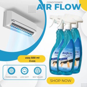 AIR FLOW น้ำยาล้างแอร์ ชนิดไม่ล้างน้ำตาม3in1 กลิ่นยูคาลิปตัส ตัวช่วยฆ่าเชื้อแบคทีเรีย-ตัวช่วยดับกลิ่นไม่พึงประสงค์