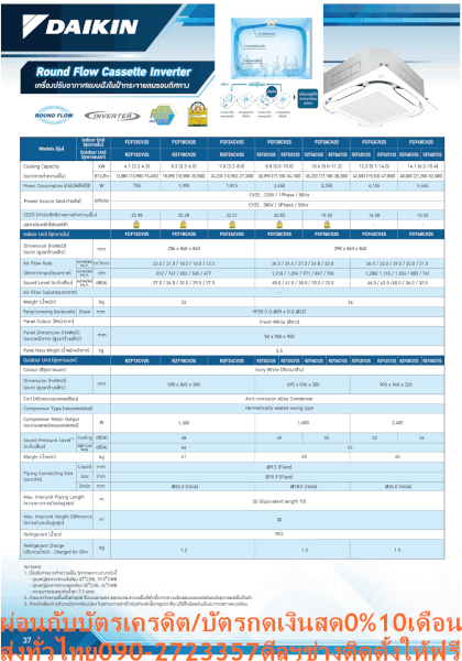 DAIKINเครื่องปรับอากาศ43000บีทียูFCF-CV2Sไฟ220โวลต์CASSETTEอินเวอร์เตอร์TYPEน้ำยาแอร์R32+แถมFREEเครื่องฟอกอากาศฝุ่นPM2.5 - Image 7