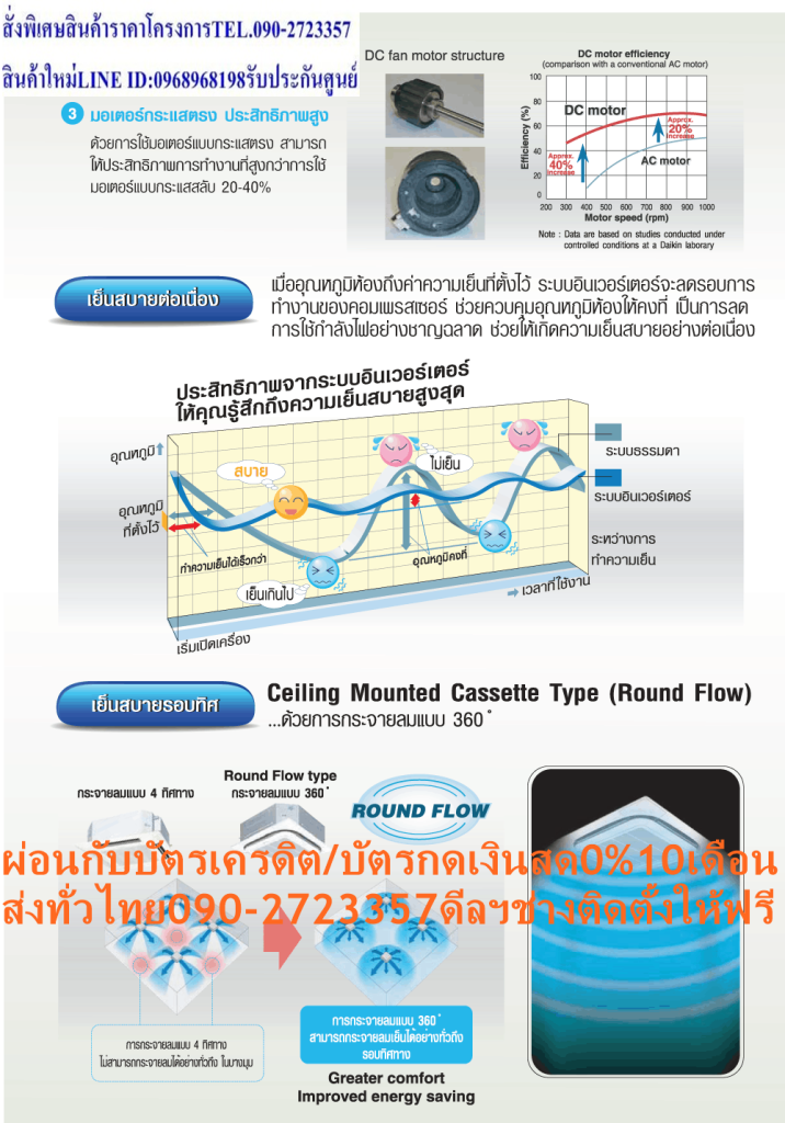 DAIKINเครื่องปรับอากาศ31,000BTUรุ่นFCNQ-MV2Sไฟ380โวลต์CASSET360องศาSTANDARDน้ำยาแอร์R410AแถมFREEเครื่องฟอกอากาศฝุ่นPM2.5DAIKIN-CASSETTE-R410แอร์ไดกิ้นคาสเซ็ทFCNQ-MV2Sคุณสมบัติสินค้าDaikin Cassette FCNQ-MV2Sของแอร์ไดกิ้น แบบสี่ทิศทาง FCNQ น้ำยาแอร์ R-410เย็นสบายต่อเนื่องทั่วทุกจุด ด้วยระบบการกระจายลมรอบทิศ 360 องศา เลือกปรับทิศทางได้หลากหลายรูปแบบ หน้ากากแบบสี่เหลี่ยมจัตุรัสเข้าได้กับห้องทุกดีไซน์ ตัวเครื่องเคลือบสารป้องกันการกัดกร่อนและสารป้องกันแบคทีเรียRounds Flow ระบบส่งกระแสลมอัตโนมัติรอบทิศทาง สามารถกระจายลมได้ทั่วถึงมากขึ้น ปรับทิศทางลมไ้ด้หลากหลายรูปแบบ ทำให้พื้นที่ในการติดตั้งไม่เป็นอุปสรรคต่อการส่งความเย็น เช่น ห้องเพดานสูง บริเวณติดตั้งที่มุมห้องหรือชิดกำแพง หน้ากากสี่เหลี่ยมจัตุรัส เรียบหรูสวยงามขนาดเดียวกันทุกรุ่น ทำให้ดูเรียบร้อยเป็นระเบียบ สามารถแก้ไขปรับเปลี่ยนทิศทางแผงดูดอากาศได้แม้จะติดตั้งไปแล้ว😀🤏ราคานี้179995ไม่รวมติดตั้งNOFREELOGISTICราคาสินค้ายังไม่รวมค่าจัดส่งค่าจัดส่งจ่ายเองตามจริงสั่งง่ายจัดส่งเร็วเราทำการขายตลอด24ชั่วโมงเช็คสต๊อกก่อนกดสั่งซื้อเพราะมีหน้าร้านด้วยเพื่อป้องกันความผิดพลาดก่อนที่ท่านจะสั่งซื้ออย่าลืมเช็คสถานะของสินค้าก่อนว่ายังมีเหลืออยู่ในสต๊อคหรอไม่ราคาสินค้าอาจมีการเปลี่ยนแปลงกรุณาตรวจสอบราคาสินค้าอีกครั้งที่ปุ่มด้านล่างนี้ จัดส่งผ่านขนส่งเอกชนถึงหน้าบ้านลูกค้าต้องประกอบสินค้าเองเงื่อนไขการรับประกันกรณีสินค้าชำรุดเสียหายจากการผลิตที่ไม่ได้ชำรุดจากการใช้งานสามารถเปลี่ยนสินค้าใหม่ได้ภายใน7วันนับจากวันที่ได้ส่งสินค้าสินค้าชำรุดจากการใช้งานสามารถนำสินค้าพร้อมใบเสร็จและใบรับประกันส่งเครมซ่อมสินค้าได้ที่ศูนย์บริการใกล้บ้านท่านระยะเวลาในการดำเนินการเปลี่ยนสินค้าซ่อมประมาณ3-30วันทำการโทร090-2723357หรือADDไลน์ID:0968968198ติดต่อสั่งซื้อสินค้ายี่ห้อไหนรุ่นไหนจำนวนกี่ตัวกำหนดใช้สินค้าวันไหนต้องการราคาไม่เกินกี่บาทต่อตัวคะ https://www.facebook.com/pcbestbuytv/ หน้าเพจร้านมีสินค้าราคาดีๆใหม่ๆคอยอัพเดทเพิ่มเติมทุกวันด้วยลองคลิ๊กดูคะสนใจรุ่นไหน แค็ปหน้าจอมาแล้วโทรมาเลยฝากกดไลท์ฝากกดแชร์ฝากกดติดตามด้วยคะThankYouคะ😍😻 เคลือบสารป้องกันการกัดกร่อน เพื่อยืดอายุการใช้งานและเคลือบสารป้องกันแบคทีเรีย ทำงานด้วยระดับเสียงต่ำที่สุดเพียง 28 เดซิเบล ใช้น้ำยา R410 ที่เป็นมิตรต่อสภาพแวดล้อม แอร์ไดกิ้น แบบฝังในฝ้าเพดาน R410 FCNQ รับประกันคอมเพรสเซอร์ 5 ปีและอะไหล่ 1 ปีAir Daikin Cassette Type FCNQ ,Refrigerant R-410กระจายลมรอบทิศทาง 360 องศา กระจายลมอย่างทั่วถึงด้วยช่องกระจายลมรอบทิศทาง 360 องศา เย็นสบายอย่างต่อเนื่องทุกบริเวณ ลดปัญหาอากาศไหลเวียนไม่สม่ำเสมอ แตกต่างจากแบบกระจายลม 4 ทิศทางทั่วไป ปรับการกระจายลมเข้ากับพื้นที่ติดตั้งได้สะดวกและง่าย (อุปกรณ์เสริม) สามารถกำหนดทิศทางการปล่อยอากาศได้หลายรูปแบบ ทำให้สามารถปรับเปลี่ยนพื้นที่ในการติดตั้งได้หลากหลาย เช่น กลางเพดาน ชิดกำแพง หรือบริเวณมุมห้อง เคลือบสารป้องกันการกัดกร่อนของมลภาวะและแบคทีเรีย ผิวด้านนอกของชุดคอยล์เย็นมีการเคลือบสารป้องกันการกัดกร่อนของมลภาวะ ทำให้ป้องกันสิ่งสกปรกและป้องกันการหมองคล้ำของพื้นผิว นอกจากนี้แผ่นกรองยังเคลือบสารป้องกันแบคทีเรียต่างๆที่อาจเติบโตจากความชื้นและก่อให้เกิดกลิ่นไม่พึงประสงค์ ขนาดเท่ากันทุกรุ่น เป็นระเบียบเมื่อติดตั้ง ด้วยรูปทรงที่มีขนาดเท่ากันทุกรุ่นตั้งแต่ 13,000-48,000 BTU ทำให้มีความสวยงามเป็นระเบียบเมื่อติดตั้งหลายเครื่องเรียงกัน ปรับเปลี่ยนองศาการปล่อยอากาศได้ เมื่อเครื่องออกจากโรงงาน องศาการปล่อยอากาศจะถูกตั้งไว้ที่ตำแหน่งมาตรฐาน ซึ่งผู้ใช้สามารถตั้งค่าสำหรับป้องกันเพดานสกปรกได้ โดยองศาที่แคบที่สุดในการสวิงจากเพดานจะเปลี่ยนจาก 15 องศาเป็น 25 องศา เหมาะกับการติดตั้งบริเวณเพดานสูง สามารถปรับการตั้งค่าการส่งลมให้เหมาะกับบริเวณที่มีเพดานสูงได้ ทำให้ติดตั้งได้ในหลากหลายพื้นที่ ดูแลรักษาง่าย ยืดอายุการใช้งาน สามารถตรวจสอบสภาพของถาดรองน้ำทิ้งหรือน้ำที่ดูดออกมาได้ง่ายโดยการถอดปลั๊กท่อดูดและแผงดูดอากาศ ท่อดูดน้ำเป็นแบบใสทำให้ตรวจสอบการดูดน้ำทิ้งหลังการติดตั้งได้ง่าย โดยมีปั๊มดูดน้ำทิ้งติดตั้งเป็นอุปกรณ์หลักซึ่งส่งน้ำได้สูงจากระดับฝ้าถึง 850 มม. ขนาดกะทัดรัดติดตั้งง่าย ทำงานเงียบ ด้วยความสูงเพียง 256 มม. ติดตั้งบนเพดานที่มีพื้นที่จำกัดได้ (รุ่น 13,600 – 24,000 BTU) โดยทุกรุ่นมีน้ำหนักเบา สามารถติดตั้งได้โดยไม่ต้องใช้เครื่องยก และสามารถปรับเปลี่ยนทิศทางของแผงดูดอากาศให้ตรงกันได้แม้จะติดตั้งไปแล้ว เพื่อความสวยงาม ทำงานเงียบด้วยระดับเสียงในการทำงานต่ำสุดเพียง 28 เดซิเบล อุปกรณ์เสริมสำหรับการใช้งานในสภาพแวดล้อมพิเศษ แผ่นกรองขนาดยาวพิเศษ แม้ในบริเวณที่เต็มไปด้วยควันที่ต้องเปิดเครื่องปรับอากาศตลอดเวลา แผ่นกรองแบบยาวพิเศษนี้จะต้องเปลี่ยนเพีนงแค่ปีละ 1 ครั้ง – ชุดดูดอากาศบริสุทธิ์ ด้วยชุดอุปกรณ์นี้จะสามารถต่อท่อเพิ่มเพื่อเสริมการดูดอากาศจากภายนอก – ที่กั้นระยะห่างของแผ่นปล่อยอากาศ ใช้เมื่อมีพื้นที่ระหว่างฝ้าและผนังเพดานเพียงเล็กน้อย ทนทาน ใช้งานได้ยาวนาน แผงระบายความร้อนของชุดคอยล์ร้อนเคลือบด้วยอะคริลิคเรซิ่น ป้องกันการกัดกร่อนจากมลพิษในอากาศ ทำให้แผงระบายความร้อนมีอายุการใช้งานนานยิ่งขึ้น (เฉพาะรุ่น RNQ13, 18, 24, 36, 42, 48 MV2S/MY2S)ลักษณะเฉพาะของผลิตภัณฑ์❌เพื่อรักษาสิทธิในการเปลี่ยนสินค้ากรุณาทำตามนี้นะคะ✅1.กรุณารับสินค้าด้วยตนเองหากไม่สะดวกรับสินค้าให้เลื่อนนัดวันเวลารับกับขนส่งให้พอดีเวลากัน 2.เมื่อรถขนส่งสินค้ามาถึงกรุณาถ่ายวิดีโอตั้งแต่ตอนที่(รับสินค้าจากขนส่งจนถึงทดลองใช้สินค้า)ให้จบภายในคลิปVDOเดียวห้ามตัดต่อ ✅ เมื่อคุณลูกค้าได้รับสินค้าแล้วรบกวนอัดคลิปวิดีโอก่อนแกะกล่องพัสดุไว้ด้วยค่ะเพื่อป้องกันการผิดพลาดหากคุณลูกค้าได้รับสินค้าไม่ครบหรือมีสินค้าชำรุดเสียหายหากไม่มีหลักฐานยืนยันทางร้านขออนุญาตไม่รับผิดชอบทุกกรณีนะคะ❤ ❌ถ้าไม่มีวีดีโอไม่รับผิดชอบทุกกรณี✅ย้ำไม่รับผิดชอบทุกกรณี❌ หากพัสดุเสียหาย รบกวนปฏิเสธการรับจากทางขนส่งได้เลยค่ะ เงื่อนไขการรับเคลมสินค้า 1. ก่อนรับสินค้าจนถึงแกะกล่องสินค้าต้องถ่ายคลิปVDO✅ใบปะหน้ากล่องสินค้าให้เห็นชื่อลูกค้าที่อยู่ขณะแกะกล่องสินค้าและสินค้าที่แพ็คในกล่องสินค้า❌โดยไม่ตัดต่อVDOและถ่ายVDOต่อเนื่องในคลิปVDOเดียวจบ❌ 2. หากพบว่ากล่องสินค้าชำรุดฉีกขาดแตกหักให้ถ่ายมุมของกล่องสินค้าไว้เป็นหลักฐานก่อนแกะ 3. เมื่อพบปัญหาสินค้าไม่ครบส่งผิดชำรุดแตกหักจากการขนส่งทันทีให้ลูกค้าส่งคลิปหลักฐานและแจ้งเลขที่สั่งซื้อให้แอดมินร้านฯทางแอดมินร้านจะติดต่อประสานงานและแก้ไขปัญหาภายในวันทำการ1วันทำการ กรณีไม่รับเคลม/คืนสินค้า 1. แจ้งเคลมสินค้าแตกหักเสียหายใช้งานไม่ได้โดยไม่มีคลิปVDOประกอบตามเงื่อนไขที่กำหนด 2. สินค้าเสียหายนอกเหนือจากการขนส่งสินค้าเช่นลูกค้าทำสินค้าชำรุดเองแตกหักจากการติดตั้งหรือเคลื่อนย้ายสินค้าโดยไม่ระมัดระวัง/ทำพลาดล้มตกหล่นหรือมีคน,สัตว์เลี้ยงใบ้านของลูกค้าทำพังหรือปล่อยทิ้งสินค้าไว้เพียงลำพังโดยไม่มีคนเฝ้าระวัง สอบถามข้อมูลเพิ่มเติม(วันจันทร์ - ศุกร์ เวลา09.00–18.00 น.(เว้นวันหยุดราชการ)หมายเหตุ:กรุณาอ่านก่อนสั่งซื้อๆสินค้าผิดรุ่นเองโดยผู้ซื้อไม่รับเปลี่ยนคืนทุกกรณี/ รับเคลมสินค้าเมื่อมีหลักฐานจากการถ่ายวีดีโอ ก่อนแกะสินค้าเท่านั้นแจ้งลูกค้าทุกท่านทราบ ทางบริษัทไม่มีบริการยกของขึ้นชั้นบนให้กับทางลูกค้าต้องขออภัยไว้ณ.ที่นี่ด้วยค่ะทางเราขอสงวนสิทธิ์ในการเปลี่ยนแปลงหรือยกเลิกโปรโมชั่นดังกล่าวโดยไม่แจ้งให้ทราบล่วงหน้า เงื่อนไขเป็นไปตามที่บริษัทฯกำหนดSpecification Unit FCNQ13MV2S ขนาดการทำความเย็น BTU/h 13,600 กำลังไฟฟ้า W 1,250 แหล่งจ่ายไฟ V/Ph/Hz 220 V / 1Phase / 50 Hz Indoor Unit Model FCNQ13MV2S สีหน้ากาก Fresh White (ขาว) ขนาดหน้ากาก (สูงxกว้างxลึก) mm 50 x 950 x 950 น้ำหนักหน้ากาก kg 5.5 อัตราการหมุนเวียนอากาศ H/M/L cfm 459 / N/A / 353 ระดับความเร็วพัดลม 2 steps แผ่นกรองอากาศ Resin net (with mould resistance) ระดับเสียง H/M/L dB(A) 31 / N/A / 28 ขนาด (สูงxกว้างxลึก) mm 256 x 840 x 840 น้ำหนัก kg 19.5 Outdoor Unit Model RNQ13MV2S สีชุดภายนอก Ivory White (ขาวงาช้าง) อัตราการหมุนเวียนอากาศ cfm 1,359 ระดับเสียง Cooling/ Night Quiet Mode dB(A) 46 / N/A ขนาด (สูงxกว้างxลึก) mm 595 x 845 x 300 น้ำหนัก kg 40 คอมเพรสเซอร์ Hermetically sealed rotary type สารทำความเย็น R-410A เดินท่อได้ไกลสูงสุดโดยไม่ต้องเติมน้ำยาเพิ่มเติม m 10 ความยาวการเดินท่อสูงสุด m 30 ความต่างระดับสูงสุด m 15 Specification Unit FCNQ18MV2S ขนาดการทำความเย็น BTU/h 18,000 กำลังไฟฟ้า W 1,700 แหล่งจ่ายไฟ V/Ph/Hz 220 V / 1Phase / 50 Hz Indoor Unit Model FCNQ18MV2S สีหน้ากาก Fresh White (ขาว) ขนาดหน้ากาก (สูงxกว้างxลึก) mm 50 x 950 x 950 น้ำหนักหน้ากาก kg 5.5 อัตราการหมุนเวียนอากาศ H/M/L cfm 741/ N/A / 477 ระดับความเร็วพัดลม 2 steps การกระจายลม Auto Swing, 360 degree แผ่นกรองอากาศ Resin net (with mould resistance) ระดับเสียง H/M/L dB(A) 35 / N/A / 28 ขนาด (สูงxกว้างxลึก) mm 256 x 840 x 840 น้ำหนัก kg 21 Outdoor Unit Model RNQ18MV2S สีชุดภายนอก Ivory White (ขาวงาช้าง) อัตราการหมุนเวียนอากาศ cfm 1,359 ระดับเสียง Cooling/ Night Quiet Mode dB(A) 51 / N/A ขนาด (สูงxกว้างxลึก) mm 595 x 845 x 300 น้ำหนัก kg 40 คอมเพรสเซอร์ Hermetically sealed rotary type สารทำความเย็น R-410A เดินท่อได้ไกลสูงสุดโดยไม่ต้องเติมน้ำยาเพิ่มเติม m 10 ความยาวการเดินท่อสูงสุด m 30 ความต่างระดับสูงสุด m 15 Specification Unit FCNQ24MV2S ขนาดการทำความเย็น BTU/h 24,000 กำลังไฟฟ้า W 2,290 แหล่งจ่ายไฟ V/Ph/Hz 220 V / 1Phase / 50 Hz Indoor Unit Model FCNQ24MV2S สีหน้ากาก Fresh White (ขาว) ขนาดหน้ากาก (สูงxกว้างxลึก) mm 50 x 950 x 950 น้ำหนักหน้ากาก kg 5.5 อัตราการหมุนเวียนอากาศ H/M/L cfm 741 / N/A / 477 ระดับความเร็วพัดลม 2 steps การกระจายลม Auto Swing, 360 Degree แผ่นกรองอากาศ Resin net (with mould resistance) ระดับเสียง H/M/L dB(A) 35 / N/A / 28 ขนาด (สูงxกว้างxลึก) mm 256 x 840 x 840 น้ำหนัก kg 21 Outdoor Unit Model RNQ24MV2S สีชุดภายนอก Ivory White (ขาวงาช้าง) อัตราการหมุนเวียนอากาศ cfm 1,359 ระดับเสียง Cooling/ Night Quiet Mode dB(A) 54 / N/A ขนาด (สูงxกว้างxลึก) mm 735 x 825 x 300 น้ำหนัก kg 57 คอมเพรสเซอร์ Hermetically sealed rotary type สารทำความเย็น R-410A เดินท่อได้ไกลสูงสุดโดยไม่ต้องเติมน้ำยาเพิ่มเติม m 10 ความยาวการเดินท่อสูงสุด m 30 ความต่างระดับสูงสุด m 15 Specification Unit FCNQ30MV2S ขนาดการทำความเย็น BTU/h 30,000 กำลังไฟฟ้า W 2,730 แหล่งจ่ายไฟ V/Ph/Hz 220 V / 1Phase / 50 Hz Indoor Unit Model FCNQ30MV2S สีหน้ากาก Fresh White (ขาว) ขนาดหน้ากาก (สูงxกว้างxลึก) mm 50 x 950 x 950 น้ำหนักหน้ากาก kg 5.5 อัตราการหมุนเวียนอากาศ H/M/L cfm 1,130 / N/A / 706 ระดับความเร็วพัดลม 2 steps การกระจายลม Auto Swing, 360 Degree แผ่นกรองอากาศ Resin net (with mould resistance) ระดับเสียง H/M/L dB(A) 43 / N/A / 32 ขนาด (สูงxกว้างxลึก) mm 298 x 840 x 840 น้ำหนัก kg 24 Outdoor Unit Model RNQ30MV2S สีชุดภายนอก Ivory White (ขาวงาช้าง) อัตราการหมุนเวียนอากาศ cfm 2,577 ระดับเสียง Cooling/ Night Quiet Mode dB(A) 55 ขนาด (สูงxกว้างxลึก) mm 990 x 940 x 320 น้ำหนัก kg 77 คอมเพรสเซอร์ Hermetically sealed rotary type สารทำความเย็น R-410A เดินท่อได้ไกลสูงสุดโดยไม่ต้องเติมน้ำยาเพิ่มเติม m 15 ความยาวการเดินท่อสูงสุด m 50 (Equivalent length 70) ความต่างระดับสูงสุด m 30 Specification Unit FCNQ30MV2S ขนาดการทำความเย็น BTU/h 30,000 กำลังไฟฟ้า W 2,730 แหล่งจ่ายไฟ V/Ph/Hz 380 V / 3 Phase / 50 Hz Indoor Unit Model FCNQ30MV2S สีหน้ากาก Fresh White (ขาว) ขนาดหน้ากาก (สูงxกว้างxลึก) mm 50 x 950 x 950 น้ำหนักหน้ากาก kg 5.5 อัตราการหมุนเวียนอากาศ H/M/L cfm 1,130 / N/A / 706 ระดับความเร็วพัดลม 2 steps การกระจายลม Auto Swing , 360 Degree แผ่นกรองอากาศ Resin net (with mould resistance) ระดับเสียง H/M/L dB(A) 43 / N/A / 32 ขนาด (สูงxกว้างxลึก) mm 298 x 840 x 840 น้ำหนัก kg 24 Outdoor Unit Model RNQ30MY2S สีชุดภายนอก Ivory White (ขาวงาช้าง) อัตราการหมุนเวียนอากาศ cfm 2,577 ระดับเสียง Cooling/ Night Quiet Mode dB(A) 55 ขนาด (สูงxกว้างxลึก) mm 990 x 940 x 320 น้ำหนัก kg 74 คอมเพรสเซอร์ Hermetically sealed rotary type สารทำความเย็น R-410A เดินท่อได้ไกลสูงสุดโดยไม่ต้องเติมน้ำยาเพิ่มเติม m 15 ความยาวการเดินท่อสูงสุด m 50 (Equivalent length 70) ความต่างระดับสูงสุด m 30 Specification Unit FCNQ36MV2S ขนาดการทำความเย็น BTU/h 36,000 กำลังไฟฟ้า W 3,310 แหล่งจ่ายไฟ V/Ph/Hz 220 V / 1Phase / 50 Hz Indoor Unit Model FCNQ36MV2S สีหน้ากาก Fresh White (ขาว) ขนาดหน้ากาก (สูงxกว้างxลึก) mm 50 x 950 x 950 น้ำหนักหน้ากาก kg 5.5 อัตราการหมุนเวียนอากาศ H/M/L cfm 1,130 / N/A / 706 ระดับความเร็วพัดลม 2 steps การกระจายลม Auto Swing, 360 Degree แผ่นกรองอากาศ Resin net (with mould resistance) ระดับเสียง H/M/L dB(A) 43 / N/A / 32 ขนาด (สูงxกว้างxลึก) mm 298 x 840 x 840 น้ำหนัก kg 24 Outdoor Unit Model RNQ36MV2S สีชุดภายนอก Ivory White (ขาวงาช้าง) อัตราการหมุนเวียนอากาศ cfm 3,524 ระดับเสียง Cooling/ Night Quiet Mode dB(A) 54 / N/A ขนาด (สูงxกว้างxลึก) mm 1,345 x 900 x 320 น้ำหนัก kg 103 คอมเพรสเซอร์ Hermetically sealed rotary type สารทำความเย็น R-410A เดินท่อได้ไกลสูงสุดโดยไม่ต้องเติมน้ำยาเพิ่มเติม m 15 ความยาวการเดินท่อสูงสุด m 50 (Equivalent length 70) ความต่างระดับสูงสุด m 30 Specification Unit FCNQ36MV2S ขนาดการทำความเย็น BTU/h 36,000 กำลังไฟฟ้า W 3,310 แหล่งจ่ายไฟ V/Ph/Hz 380 V / 3 Phase / 50 Hz Indoor Unit Model FCNQ36MV2S สีหน้ากาก Fresh White (ขาว) ขนาดหน้ากาก (สูงxกว้างxลึก) mm 50 x 950 x 950 น้ำหนักหน้ากาก kg 5.5 อัตราการหมุนเวียนอากาศ H/M/L cfm 1,130 / N/A / 706 ระดับความเร็วพัดลม 2 steps การกระจายลม Auto Swing, 360 Degree แผ่นกรองอากาศ Resin net (with mould resistance) ระดับเสียง H/M/L dB(A) 43 / N/A / 32 ขนาด (สูงxกว้างxลึก) mm 298 x 840 x 840 น้ำหนัก kg 24 Outdoor Unit Model RNQ36MY2S สีชุดภายนอก Ivory White (ขาวงาช้าง) อัตราการหมุนเวียนอากาศ cfm 3,524 ระดับเสียง Cooling/ Night Quiet Mode dB(A) 54 / N/A ขนาด (สูงxกว้างxลึก) mm 1,345 x 900 x 320 น้ำหนัก kg 103 คอมเพรสเซอร์ Hermetically sealed rotary type สารทำความเย็น R-410A เดินท่อได้ไกลสูงสุดโดยไม่ต้องเติมน้ำยาเพิ่มเติม m 15 ความยาวการเดินท่อสูงสุด m 50 (Equivalent length 70) ความต่างระดับสูงสุด m 30 Specification Unit FCNQ42MV2S ขนาดการทำความเย็น BTU/h 42,600 กำลังไฟฟ้า W 4,150 แหล่งจ่ายไฟ V/Ph/Hz 380 V / 3 Phase / 50 Hz Indoor Unit Model FCNQ42MV2S สีหน้ากาก Fresh White (ขาว) ขนาดหน้ากาก (สูงxกว้างxลึก) mm 50 x 950 x 950 น้ำหนักหน้ากาก kg 5.5 อัตราการหมุนเวียนอากาศ H/M/L cfm 1,165 / N/A / 794 ระดับความเร็วพัดลม 2 steps การกระจายลม Auto Swing, 360 Degree แผ่นกรองอากาศ Resin net (with mould resistance) ระดับเสียง H/M/L dB(A) 44 / N/A / 34 ขนาด (สูงxกว้างxลึก) mm 298 x 840 x 840 น้ำหนัก kg 24 Outdoor Unit Model RNQ42MY2S สีชุดภายนอก Ivory White (ขาวงาช้าง) อัตราการหมุนเวียนอากาศ cfm 3,524 ระดับเสียง Cooling/ Night Quiet Mode dB(A) 56 ขนาด (สูงxกว้างxลึก) mm 1,345 x 900 x 320 น้ำหนัก kg 107 คอมเพรสเซอร์ Hermetically sealed scroll type สารทำความเย็น R-410A เดินท่อได้ไกลสูงสุดโดยไม่ต้องเติมน้ำยาเพิ่มเติม m 15 ความยาวการเดินท่อสูงสุด m 50 (Equivalent length 70) ความต่างระดับสูงสุด m 30 Specification Unit FCNQ48MV2S ขนาดการทำความเย็น BTU/h 48,000 กำลังไฟฟ้า W 5,040 แหล่งจ่ายไฟ V/Ph/Hz 380 V / 3 Phase/ 50 Hz Indoor Unit Model FCNQ48MV2S สีหน้ากาก Fresh White (ขาว) ขนาดหน้ากาก (สูงxกว้างxลึก) mm 50 x 950 x 950 น้ำหนักหน้ากาก kg 5.5 อัตราการหมุนเวียนอากาศ H/M/L cfm 1,165 / N/A / 794 ระดับความเร็วพัดลม 2 steps แผ่นกรองอากาศ Resin net (with mould resistance) ระดับเสียง H/M/L dB(A) 44 / N/A / 36 ขนาด (สูงxกว้างxลึก) mm 298 x 840 x 840 น้ำหนัก kg 24 Outdoor Unit Model RNQ48MY2S สีชุดภายนอก Ivory White (ขาวงาช้าง) อัตราการหมุนเวียนอากาศ cfm 3,524 ระดับเสียง Cooling/ Night Quiet Mode dB(A) 58 ขนาด (สูงxกว้างxลึก) mm 1,345 x 900 x 320 น้ำหนัก kg 111 คอมเพรสเซอร์ Hermetically sealed scroll type สารทำความเย็น R-410A เดินท่อได้ไกลสูงสุดโดยไม่ต้องเติมน้ำยาเพิ่มเติม m 15 ความยาวการเดินท่อสูงสุด m 50 (Equivalent length 70) ความต่างระดับสูงสุด m 30 *อ้างอิงจากการใช้งาน 8 ชม. ต่อวันเป็นระยะเวลา 1 ปี x ค่าไฟ 3.96 บาทต่อหน่วย คุณสมบัติของผลิตภัณฑ์ MODEL Cassette FCNQ-MV2S สารทำความเย็นและระบบการทำงาน ระบบ on-off สารทำความเย็น R410A เทคโนโลยีเพื่อสุขภาพ แผ่นกรองอากาศแบบป้องกันแบคทีเรีย ปราศจากกังวล เคลือบสารป้องกันการผุกร่อนที่คอยล์ร้อน (เฉพาะรุ่น RNQ13, 18, 24, 36, 42, 48 MV2S/MY2S) รีโมทคอนโทรลและการควบคุม การรีเซตการตั้งค่าอุณหภูมิอัตโนมัติ (เมื่อใช้กับรุ่น BRC1E62) การกำหนดช่วงอุณหภูมิ (เมื่อใช้กับรุ่น BRC1E62) การตั้งเวลาเปิด – ปิด (เมื่อใช้กับรุ่น BRC1C61) ความสะดวกสบาย การสวิงแนวตั้ง (ขึ้น-ลง) อัตโนมัติ การเลือกรูปแบบการสวิง การเลือกโหมดลดความชื้น การติดตั้งบนเพดานสูง ตรวจจับอุณหภูมิ 2 ตำแหน่ง (สามารถใช้กับรีโมทที่มีสาย) การทำงานและการดูแลรักษา ปั๊มน้ำทิ้ง การเตือนล้างแผ่นกรองอากาศ การกระจายลมแบบป้องกันเพดานสกปรก คุณสมบัติการควบคุม การเริ่มทำงานใหม่อัตโนมัติ ควบคุมการทำงานด้วยรีโมท 2 เครื่องได้ ควบคุมการทำงานเป็นกลุ่มด้วยรีโมทได้ รองรับชุดควบคุมส่วนกลาง ลูกค้าสนใจแอร์ไดกิ้น แบบติดผนัง รุ่นอื่น