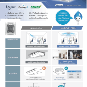 DAIKINเครื่องปรับอากาศCASSETTE46000BTUกระจายลม8ทิศทางFCRNไฟ380โวลต์STANDARDน้ำยาแอร์R410AแถมFREEเครื่องฟอกอากาศฝุ่นPM2.5DAIKIN-CASSETTE-FCRNแอร์ไดกิ้นคาสเซ็ทฝังในฝ้ารุ่นFCRNแอร์คาสเซ็ทราคาประหยัด กระจายลมได้ถึง 8 ทิศทาง เย็นได้ในทุกบริเวณห้อง ทำงานเสียงเงียบสนิทต่ำสุดเพียง 29 เดซิเบล ติดตั้งและดูแลรักษาง่าย8 Way กระจายลมอย่างทั่วถึงด้วยช่องกระจายลม 8 ทิศทาง เย็นสบายอย่างสม่ำเสอในทุกบริเวณห้อง😀🤏ราคานี้139995ไม่รวมติดตั้งNOFREELOGISTICราคาสินค้ายังไม่รวมค่าจัดส่งค่าจัดส่งจ่ายเองตามจริงสั่งง่ายจัดส่งเร็วเราทำการขายตลอด24ชั่วโมงเช็คสต๊อกก่อนกดสั่งซื้อเพราะมีหน้าร้านด้วยเพื่อป้องกันความผิดพลาดก่อนที่ท่านจะสั่งซื้ออย่าลืมเช็คสถานะของสินค้าก่อนว่ายังมีเหลืออยู่ในสต๊อคหรอไม่ราคาสินค้าอาจมีการเปลี่ยนแปลงกรุณาตรวจสอบราคาสินค้าอีกครั้งที่ปุ่มด้านล่างนี้ จัดส่งผ่านขนส่งเอกชนถึงหน้าบ้านลูกค้าต้องประกอบสินค้าเองเงื่อนไขการรับประกันกรณีสินค้าชำรุดเสียหายจากการผลิตที่ไม่ได้ชำรุดจากการใช้งานสามารถเปลี่ยนสินค้าใหม่ได้ภายใน7วันนับจากวันที่ได้ส่งสินค้าสินค้าชำรุดจากการใช้งานสามารถนำสินค้าพร้อมใบเสร็จและใบรับประกันส่งเครมซ่อมสินค้าได้ที่ศูนย์บริการใกล้บ้านท่านระยะเวลาในการดำเนินการเปลี่ยนสินค้าซ่อมประมาณ3-30วันทำการโทร090-2723357หรือADDไลน์ID:0968968198ติดต่อสั่งซื้อสินค้ายี่ห้อไหนรุ่นไหนจำนวนกี่ตัวกำหนดใช้สินค้าวันไหนต้องการราคาไม่เกินกี่บาทต่อตัวคะ https://www.facebook.com/pcbestbuytv/ หน้าเพจร้านมีสินค้าราคาดีๆใหม่ๆคอยอัพเดทเพิ่มเติมทุกวันด้วยลองคลิ๊กดูคะสนใจรุ่นไหน แค็ปหน้าจอมาแล้วโทรมาเลยฝากกดไลท์ฝากกดแชร์ฝากกดติดตามด้วยคะThankYouคะ😍😻ด้วยขนาดความสูงน้อยสุดเพียง 24.6 ซม. ในรุ่น FCRN18/24 และ 28.8 ซม. ในรุ่นตั้งแต่ 30,000 บีทียู ขึ้นไป ทำให้ติดตั้งในพื้นที่แคบได้ดี มีน้ำหนักเบา สามารถติดตั้งได้โดยไม่ต้องใช้เครื่องยก ใบพัดกระจายลมพร้อมรอยหยักดีไซน์ใหม่ กระจายลมแรงแต่ทำงานเงียบสนิท ระดับเสียงในการทำงานต่ำสุดเพียง 29 เดซิเบล รูปทรงเครื่องที่มีขนาดเท่ากันทุกรุ่นตั้งแต่ 18,000-45,000 บีทียู ทำให้สามารถจัดวางตำแหน่งการติดตั้งร่วมกันอย่างเป็นระเบียบ เข้าถึงกล่องควบคุมได้ง่ายเพียงเปิดช่องลมเข้าเพื่อให้ง่ายต่อการติดตั้งและบำรุงรักษา ระหว่างการติดตั้งหน้ากากสามารถแขวนหน้ากากไว้กับตะขอ pre-hook ก่อนเพื่อใช้มือทั้งสองในการติดตั้งได้ง่ายขึ้น มุมทั้งสี่สามารถถอดได้เพื่อปรับระดับความสูง มีปั๊มดูดน้ำทิ้งติดตั้งเป็นอุปกรณ์หลักซึ่งส่งน้ำได้สูงจากระดับฝ้าถึง 70 ซม. แผงระบายความร้อนของชุดคอยล์ร้อนเคลือบด้วยอะคริลิคเรซิ่น ป้องกันการกัดกร่อนจากมลพิษในอากาศ ทำให้แผงระบายความร้อนมีอายุการใช้งานนานยิ่งขึ้น หน้ากากพร้อมไฟ LED (อุปกรณ์เสริม) ทั้งสี่มุม สามารถเปิด-ปิดไฟโดยใช้รีโมทคอนโทรล ควบคุมอิสระโดยไม่ต้องเปิดแอร์ เพิ่มแสงสว่างภายในห้อง แอร์ไดกิ้น แบบฝังในฝ้าเพดาน FCRN รับประกันคอมเพรสเซอร์ 5 ปีและอะไหล่ 1 ปีDAIKIN CASSETTE TYPE FCRNคุณสมบัติสินค้าของแอร์ไดกิ้น แบบสี่ทิศทาง FCRN น้ำยาแอร์ R-410❌เพื่อรักษาสิทธิในการเปลี่ยนสินค้ากรุณาทำตามนี้นะคะ✅1.กรุณารับสินค้าด้วยตนเองหากไม่สะดวกรับสินค้าให้เลื่อนนัดวันเวลารับกับขนส่งให้พอดีเวลากัน 2.เมื่อรถขนส่งสินค้ามาถึงกรุณาถ่ายวิดีโอตั้งแต่ตอนที่(รับสินค้าจากขนส่งจนถึงทดลองใช้สินค้า)ให้จบภายในคลิปVDOเดียวห้ามตัดต่อ ✅ เมื่อคุณลูกค้าได้รับสินค้าแล้วรบกวนอัดคลิปวิดีโอก่อนแกะกล่องพัสดุไว้ด้วยค่ะเพื่อป้องกันการผิดพลาดหากคุณลูกค้าได้รับสินค้าไม่ครบหรือมีสินค้าชำรุดเสียหายหากไม่มีหลักฐานยืนยันทางร้านขออนุญาตไม่รับผิดชอบทุกกรณีนะคะ❤ ❌ถ้าไม่มีวีดีโอไม่รับผิดชอบทุกกรณี✅ย้ำไม่รับผิดชอบทุกกรณี❌ หากพัสดุเสียหาย รบกวนปฏิเสธการรับจากทางขนส่งได้เลยค่ะ เงื่อนไขการรับเคลมสินค้า 1. ก่อนรับสินค้าจนถึงแกะกล่องสินค้าต้องถ่ายคลิปVDO✅ใบปะหน้ากล่องสินค้าให้เห็นชื่อลูกค้าที่อยู่ขณะแกะกล่องสินค้าและสินค้าที่แพ็คในกล่องสินค้า❌โดยไม่ตัดต่อVDOและถ่ายVDOต่อเนื่องในคลิปVDOเดียวจบ❌ 2. หากพบว่ากล่องสินค้าชำรุดฉีกขาดแตกหักให้ถ่ายมุมของกล่องสินค้าไว้เป็นหลักฐานก่อนแกะ 3. เมื่อพบปัญหาสินค้าไม่ครบส่งผิดชำรุดแตกหักจากการขนส่งทันทีให้ลูกค้าส่งคลิปหลักฐานและแจ้งเลขที่สั่งซื้อให้แอดมินร้านฯทางแอดมินร้านจะติดต่อประสานงานและแก้ไขปัญหาภายในวันทำการ1วันทำการ กรณีไม่รับเคลม/คืนสินค้า 1. แจ้งเคลมสินค้าแตกหักเสียหายใช้งานไม่ได้โดยไม่มีคลิปVDOประกอบตามเงื่อนไขที่กำหนด 2. สินค้าเสียหายนอกเหนือจากการขนส่งสินค้าเช่นลูกค้าทำสินค้าชำรุดเองแตกหักจากการติดตั้งหรือเคลื่อนย้ายสินค้าโดยไม่ระมัดระวัง/ทำพลาดล้มตกหล่นหรือมีคน,สัตว์เลี้ยงใบ้านของลูกค้าทำพังหรือปล่อยทิ้งสินค้าไว้เพียงลำพังโดยไม่มีคนเฝ้าระวัง สอบถามข้อมูลเพิ่มเติม(วันจันทร์ - ศุกร์ เวลา09.00–18.00 น.(เว้นวันหยุดราชการ)หมายเหตุ:กรุณาอ่านก่อนสั่งซื้อๆสินค้าผิดรุ่นเองโดยผู้ซื้อไม่รับเปลี่ยนคืนทุกกรณี/ รับเคลมสินค้าเมื่อมีหลักฐานจากการถ่ายวีดีโอ ก่อนแกะสินค้าเท่านั้นแจ้งลูกค้าทุกท่านทราบ ทางบริษัทไม่มีบริการยกของขึ้นชั้นบนให้กับทางลูกค้าต้องขออภัยไว้ณ.ที่นี่ด้วยค่ะทางเราขอสงวนสิทธิ์ในการเปลี่ยนแปลงหรือยกเลิกโปรโมชั่นดังกล่าวโดยไม่แจ้งให้ทราบล่วงหน้า เงื่อนไขเป็นไปตามที่บริษัทฯกำหนดAir Daikin Cassette Type FCRN Model ,Refrigerant R-410 กระจายลม 8 ทิศทาง กระจายลมอย่างทั่วถึงด้วยช่องกระจายลม 8 ทิศทาง เย็นสบายอย่างต่อเนื่องทุกบริเวณ ลดปัญหาอากาศไหลเวียนไม่สม่ำเสมอ แตกต่างจากแบบกระจายลม 4 ทิศทางทั่วไป ขนาดกะทัดรัดติดตั้งง่าย น้ำหนักเบา ด้วยขนาดความสูงน้อยสุดเพียง 24.6 ซม. ในรุ่น FCRN18/24 และ 28.8 ซม. ในรุ่น FCRN30/36/42/45 ทำให้ติดตั้งในพื้นที่แคบได้ดี มีน้ำหนักเบา สามารถติดตั้งได้โดยไม่ต้องใช้เครื่องยก ทำงานเงียบ ใบพัดกระจายลมพร้อมรอยหยักดีไซน์ใหม่ กระจายลมแรงแต่ทำงานเงียบ ด้วยระดับเสียงในการทำงานต่ำสุดเพียง 29 เดซิเบล มีปั๊มดูดน้ำทิ้งเป็นอุปกรณ์หลัก มีปั๊มดูดน้ำทิ้งติดตั้งเป็นอุปกรณ์หลักซึ่งส่งน้ำได้สูงจากระดับฝ้าถึง 70 ซม. ติดตั้งและดูแลรักษาได้ง่าย เข้าถึงกล่องควบคุมได้ง่ายเพียงเปิดช่องลมเข้าเพื่อให้ง่ายต่อการติดตั้งและบำรุงรักษา ระหว่างการติดตั้งหน้ากากสามารถแขวนหน้ากากไว้กับตะขอ pre-hook ก่อนเพื่อใช้มือทั้งสองในการติดตั้งได้ง่ายขึ้น มุมทั้งสี่สามารถถอดได้เพื่อปรับระดับความสูง ขนาดเท่ากันทุกรุ่น เป็นระเบียบเมื่อติดตั้ง ด้วยรูปทรงที่มีขนาดเท่ากันทุกรุ่นตั้งแต่ 18,000-45,000 BTU ทำให้มีความสวยงามเป็นระเบียบเมื่อติดตั้งหลายเครื่องเรียงกัน แผงคอยล์ร้อนทองแดง ทนทาน ใช้งานได้ยาวนาน แผงระบายความร้อนของชุดคอยล์ร้อนเคลือบด้วยอะคริลิคเรซิ่น ป้องกันการกัดกร่อนจากมลพิษในอากาศ ทำให้แผงระบายความร้อนมีอายุการใช้งานนานยิ่งขึ้น หน้ากากพร้อมไฟ LED (อุปกรณ์เสริม) หน้ากากพร้อมไฟ LED ทั้งสี่มุม สามารถเปิด-ปิดไฟโดยใช้รีโมทคอนโทรล ควบคุมอิสระโดยไม่ต้องเปิดแอร์ เพิ่มแสงสว่างภายในห้อง ลักษณะเฉพาะของผลิตภัณฑ์Daikin Cassette FCRN คุณสมบัติSpecification Unit FCRN18FXV1S ขนาดการทำความเย็น BTU/h 18,000 กำลังไฟฟ้า W 1,710 แหล่งจ่ายไฟ V/Ph/Hz 220 V / 1 Phase / 50 Hz Indoor Unit Model FCRN18FXV1S สีหน้ากาก White (ขาว) ขนาดหน้ากาก (สูงxกว้างxลึก) mm 58 x 950 x 950 น้ำหนักหน้ากาก kg 5 อัตราการหมุนเวียนอากาศ H/M/L cfm 730 / 620 / 510 / 360 ระดับความเร็วพัดลม 3 Steps, Powerful การกระจายลม Auto Swing แผ่นกรองอากาศ Resin net ระดับเสียง H/M/L dB(A) 38 / 35 / 33 / 29 ขนาด (สูงxกว้างxลึก) mm 246 x 840 x 840 น้ำหนัก kg 22 Outdoor Unit Model RN18CXV1S2 สีชุดภายนอก Ivory White (สีขาวงาช้าง) อัตราการหมุนเวียนอากาศ cfm – ระดับเสียง Cooling/ Night Quiet Mode dB(A) 46 / – ขนาด (สูงxกว้างxลึก) mm 651 x 855 x 328 น้ำหนัก kg 43 คอมเพรสเซอร์ Rotary Type สารทำความเย็น R410A เดินท่อได้ไกลสูงสุดโดยไม่ต้องเติมน้ำยาเพิ่มเติม m 7.5 ความยาวการเดินท่อสูงสุด m 30 ความต่างระดับสูงสุด m 15 Specification Unit FCRN24FXV1S ขนาดการทำความเย็น BTU/h 21,800 กำลังไฟฟ้า W 2,100 แหล่งจ่ายไฟ V/Ph/Hz 220 V / 1 Phase / 50 Hz Indoor Unit Model FCRN24FXV1S สีหน้ากาก White (ขาว) ขนาดหน้ากาก (สูงxกว้างxลึก) mm 58 x 950 x 950 น้ำหนักหน้ากาก kg 5 อัตราการหมุนเวียนอากาศ H/M/L cfm 890 / 760 / 620 / 490 ระดับความเร็วพัดลม 3 Steps, Powerful การกระจายลม Auto Swing แผ่นกรองอากาศ Resin net ระดับเสียง H/M/L dB(A) 41 / 38 / 35 / 32 ขนาด (สูงxกว้างxลึก) mm 246 x 840 x 840 น้ำหนัก kg 22 Outdoor Unit Model RR24CXV1S2 สีชุดภายนอก Ivory White (สีขาวงาช้าง) อัตราการหมุนเวียนอากาศ cfm – ระดับเสียง Cooling/ Night Quiet Mode dB(A) 52 / – ขนาด (สูงxกว้างxลึก) mm 753 x 855 x 328 น้ำหนัก kg 50 คอมเพรสเซอร์ Rotary Type สารทำความเย็น R410A เดินท่อได้ไกลสูงสุดโดยไม่ต้องเติมน้ำยาเพิ่มเติม m 7.5 ความยาวการเดินท่อสูงสุด m 30 ความต่างระดับสูงสุด m 15 Specification Unit FCRN30FXV1S ขนาดการทำความเย็น BTU/h 28,600 กำลังไฟฟ้า W 2,710 แหล่งจ่ายไฟ V/Ph/Hz 220 V / 1 Phase / 50 Hz Indoor Unit Model FCRN30FXV1S สีหน้ากาก White (ขาว) ขนาดหน้ากาก (สูงxกว้างxลึก) mm 58 x 950 x 950 น้ำหนักหน้ากาก kg 5 อัตราการหมุนเวียนอากาศ H/M/L cfm 1030 / 870 / 730 / 580 ระดับความเร็วพัดลม 3 Steps, Powerful การกระจายลม Auto Swing แผ่นกรองอากาศ Resin net ระดับเสียง H/M/L dB(A) 46 / 41 / 37 / 34 ขนาด (สูงxกว้างxลึก) mm 288 x 840 x 840 น้ำหนัก kg 25 Outdoor Unit Model RR30CXV1S2 สีชุดภายนอก Ivory White (สีขาวงาช้าง) อัตราการหมุนเวียนอากาศ cfm – ระดับเสียง Cooling/ Night Quiet Mode dB(A) 52 / – ขนาด (สูงxกว้างxลึก) mm 753 x 855 x 328 น้ำหนัก kg 60 คอมเพรสเซอร์ Rotary Type สารทำความเย็น R410A เดินท่อได้ไกลสูงสุดโดยไม่ต้องเติมน้ำยาเพิ่มเติม m 7.5 ความยาวการเดินท่อสูงสุด m 45 ความต่างระดับสูงสุด m 25 Specification Unit FCRN36FXV1S ขนาดการทำความเย็น BTU/h 33,400 กำลังไฟฟ้า W 3,160 แหล่งจ่ายไฟ V/Ph/Hz 220 V / 1 Phase / 50 Hz Indoor Unit Model FCRN36FXV1S สีหน้ากาก White (ขาว) ขนาดหน้ากาก (สูงxกว้างxลึก) mm 58 x 950 x 950 น้ำหนักหน้ากาก kg 5 อัตราการหมุนเวียนอากาศ H/M/L cfm 1,120 / 1,030 / 890 / 760 ระดับความเร็วพัดลม 3 Steps, Powerful การกระจายลม Auto Swing แผ่นกรองอากาศ Resin net ระดับเสียง H/M/L dB(A) 48 / 45 / 41 / 37 ขนาด (สูงxกว้างxลึก) mm 288 x 840 x 840 น้ำหนัก kg 25 Outdoor Unit Model RR36DXV1S2 สีชุดภายนอก Ivory White (สีขาวงาช้าง) อัตราการหมุนเวียนอากาศ cfm – ระดับเสียง Cooling/ Night Quiet Mode dB(A) 59 / – ขนาด (สูงxกว้างxลึก) mm 852 x 1030 x 400 น้ำหนัก kg 84 คอมเพรสเซอร์ Scroll Type สารทำความเย็น R410A เดินท่อได้ไกลสูงสุดโดยไม่ต้องเติมน้ำยาเพิ่มเติม m 7.5 ความยาวการเดินท่อสูงสุด m 50 ความต่างระดับสูงสุด m 30 Specification Unit FCRN42FXV1S ขนาดการทำความเย็น BTU/h 42,000 กำลังไฟฟ้า W 4,110 แหล่งจ่ายไฟ V/Ph/Hz 380 V / 3 Phase/ 50 Hz Indoor Unit Model FCRN42FXV1S สีหน้ากาก White (ขาว) ขนาดหน้ากาก (สูงxกว้างxลึก) mm 58 x 950 x 950 น้ำหนักหน้ากาก kg 5 อัตราการหมุนเวียนอากาศ H/M/L cfm 1,120 / 1,030 / 890 / 760 ระดับความเร็วพัดลม 3 Steps, Powerful การกระจายลม Auto Swing แผ่นกรองอากาศ Resin net ระดับเสียง H/M/L dB(A) 48 / 45 / 41 / 37 ขนาด (สูงxกว้างxลึก) mm 288 x 840 x 840 น้ำหนัก kg 25 Outdoor Unit Model RR42DXY1S2 สีชุดภายนอก Ivory White (สีขาวงาช้าง) อัตราการหมุนเวียนอากาศ cfm – ระดับเสียง Cooling/ Night Quiet Mode dB(A) 58 / – ขนาด (สูงxกว้างxลึก) mm 852 x 1030 x 400 น้ำหนัก kg 95 คอมเพรสเซอร์ Scroll Type สารทำความเย็น R410A เดินท่อได้ไกลสูงสุดโดยไม่ต้องเติมน้ำยาเพิ่มเติม m 7.5 ความยาวการเดินท่อสูงสุด m 50 ความต่างระดับสูงสุด m 30 Specification Unit FCRN45FXV1S ขนาดการทำความเย็น BTU/h 45,000 กำลังไฟฟ้า W 4,810 แหล่งจ่ายไฟ V/Ph/Hz 380 V / 3 Phase/ 50 Hz Indoor Unit Model FCRN45FXV1S สีหน้ากาก White (ขาว) ขนาดหน้ากาก (สูงxกว้างxลึก) mm 58 x 950 x 950 น้ำหนักหน้ากาก kg 5 อัตราการหมุนเวียนอากาศ H/M/L cfm 1,120 / 1,030 / 890 / 760 ระดับความเร็วพัดลม 3 Steps, Powerful การกระจายลม Auto Swing แผ่นกรองอากาศ Resin net ระดับเสียง H/M/L dB(A) 48 / 45 / 41 / 37 ขนาด (สูงxกว้างxลึก) mm 288 x 840 x 840 น้ำหนัก kg 29 Outdoor Unit Model RR45DXY1S2 สีชุดภายนอก Ivory White (สีขาวงาช้าง) อัตราการหมุนเวียนอากาศ cfm – ระดับเสียง Cooling/ Night Quiet Mode dB(A) 60 / – ขนาด (สูงxกว้างxลึก) mm 852 x 1030 x 400 น้ำหนัก kg 98 คอมเพรสเซอร์ Scroll Type สารทำความเย็น R410A เดินท่อได้ไกลสูงสุดโดยไม่ต้องเติมน้ำยาเพิ่มเติม m 7.5 ความยาวการเดินท่อสูงสุด m 50 ความต่างระดับสูงสุด m 30 *อ้างอิงจากการใช้งาน 8 ชม. ต่อวันเป็นระยะเวลา 1 ปี x ค่าไฟ 3.96 บาทต่อหน่วย คุณสมบัติของผลิตภัณฑ์ MODEL Cassette FCRN-FXV1S สารทำความเย็นและระบบการทำงาน ระบบ On-Off สารทำความเย็น R410A ปราศจากกังวล เคลือบสารป้องกันการผุกร่อนที่คอยล์ร้อน รีโมทคอนโทรลและการควบคุม การตั้งเวลาเปิด – ปิด ความสะดวกสบาย การสวิงแนวตั้ง (ขึ้น-ลง) อัตโนมัติ การเลือกรูปแบบการสวิง การเลือกโหมดลดความชื้น การทำงานและการดูแลรักษา ปั๊มน้ำทิ้ง ระบบตรวจสอบความผิดปกติของตัวเครื่อง ลูกค้าสนใจแอร์ไดกิ้น แบบติดผนัง รุ่นอื่น