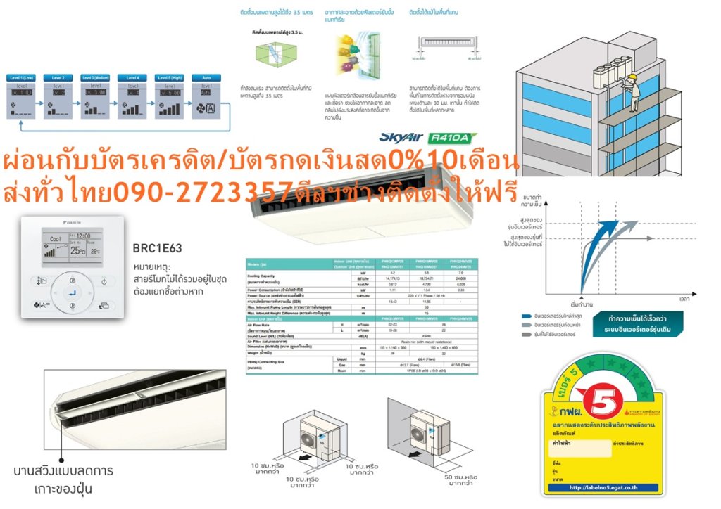 DAIKINเครื่องปรับอากาศCEILINGแขวน25000-49000BTUไฟ220-380โวลต์FHNQM(A)V2Sเบอร์5มอกINVERTERน้ำยาแอร์R32+FREEเครื่องฟอกอากาศฝุ่นPM2.5DAIKIN-CEILING-R410DAIKIN-CEILING-R410แอร์ไดกิ้นแบบแขวนFHNQมอก.แอร์แขวนไดกิ้นทรงสวยเรียบหรูทันสมัย เข้าได้กับห้องทุกดีไซน์ คุณลักษณะในการใช้งานที่โดดเด่น ใช้งานทนทานนานปี ลดข้อจำกัดในการติดตั้งในพื้นที่แคบ เพราะสามารถติดได้โดยต้องการระยะห่างจากขอบผนังเพียง 30 มม. ใช้งานทนทานนานปี เพราะตัวคอมเพรสเซอร์ถูกเคลือบด้วยสารพิเศษเทคโนโลยีล่าสุดจากไดกิ้นที่สามารถปกป้องการกัดกร่อน กระจายลมเย็นอัตโนมัติในแนวตั้ง สามารถส่งลมเย็นให้เกิดความเย็นที่ทั่วถึงทั้งห้อง😀🤏ราคานี้149995ไม่รวมติดตั้งNOFREELOGISTICราคาสินค้ายังไม่รวมค่าจัดส่งค่าจัดส่งจ่ายเองตามจริงสั่งง่ายจัดส่งเร็วเราทำการขายตลอด24ชั่วโมงเช็คสต๊อกก่อนกดสั่งซื้อเพราะมีหน้าร้านด้วยเพื่อป้องกันความผิดพลาดก่อนที่ท่านจะสั่งซื้ออย่าลืมเช็คสถานะของสินค้าก่อนว่ายังมีเหลืออยู่ในสต๊อคหรอไม่ราคาสินค้าอาจมีการเปลี่ยนแปลงกรุณาตรวจสอบราคาสินค้าอีกครั้งที่ปุ่มด้านล่างนี้ จัดส่งผ่านขนส่งเอกชนถึงหน้าบ้านลูกค้าต้องประกอบสินค้าเองเงื่อนไขการรับประกันกรณีสินค้าชำรุดเสียหายจากการผลิตที่ไม่ได้ชำรุดจากการใช้งานสามารถเปลี่ยนสินค้าใหม่ได้ภายใน7วันนับจากวันที่ได้ส่งสินค้าสินค้าชำรุดจากการใช้งานสามารถนำสินค้าพร้อมใบเสร็จและใบรับประกันส่งเครมซ่อมสินค้าได้ที่ศูนย์บริการใกล้บ้านท่านระยะเวลาในการดำเนินการเปลี่ยนสินค้าซ่อมประมาณ3-30วันทำการโทร090-2723357หรือADDไลน์ID:0968968198ติดต่อสั่งซื้อสินค้ายี่ห้อไหนรุ่นไหนจำนวนกี่ตัวกำหนดใช้สินค้าวันไหนต้องการราคาไม่เกินกี่บาทต่อตัวคะ https://www.facebook.com/pcbestbuytv/ หน้าเพจร้านมีสินค้าราคาดีๆใหม่ๆคอยอัพเดทเพิ่มเติมทุกวันด้วยลองคลิ๊กดูคะสนใจรุ่นไหน แค็ปหน้าจอมาแล้วโทรมาเลยฝากกดไลท์ฝากกดแชร์ฝากกดติดตามด้วยคะThankYouคะ😍😻 ตัวเครื่องเพรียวบางเพียง 195 มม. น้ำหนักเบา ขนาดกะทัดรัด ทำให้สามารถติดตั้งได้ง่ายและประหยัดพื้นที่ในการติดตั้งมากขึ้น แผ่นฟิลเตอร์เคลือบสารยับยั้งเชื้อราและแบคทีเรีย การทำความเย็นได้อย่างมีประสิทธิภาพ เป็นที่ยอมรับอย่างกว้างขวาง แอร์ไดกิ้น แบบแขวนใต้ฝ้า FHNQ Series มอก. รับประกันคอมเพรสเซอร์ 5 ปี และอะไหล่ 1 ปีDaikin-FHNQ-R410คุณสมบัติสินค้าของแอร์ไดกิ้น แบบแขวน FHNQ-MV2S น้ำยาแอร์ R-410 Air Daikin Ceiling Type FHNQ-MV2S ,Refrigerant R-410เย็นทั่วถึงด้วยใบพัดกระจายลมแนวตั้งอัตโนมัติ เย็นสบายและทั่วถึงด้วยใบพัดกระจายลมแนวตั้งปรับขึ้น-ลงอัตโนมัติ ใบพัดกระจายลมแนวนอนแยกปรับการกระจายลมซ้าย-ขวาอิสระแบบแมนวล ติดตั้งได้แม้ในพื้นที่แคบ สามารถติดตั้งได้ในพื้นที่แคบ ต้องการพื้นที่ในการติดตั้งห่างจากขอบผนังเพียงด้านละ 3 ซม. เท่านั้น ทำให้ติดตั้งในพื้นที่ได้หลากหลาย ติดตั้งบนเพดานสูงได้ถึง 3.5 เมตร กำลังลมแรง สามารถติดตั้งในพื้นที่ที่มีเพดานสูงถึง 3.5 เมตร ดีไซน์สวยงาม ขนาดบาง ดีไซน์สวยงาม ขนาดบางเพียง 195 มม.ทุกรุ่น ติดตั้งได้แม้ในบริเวณฝ้าเพดานต่ำ ❌เพื่อรักษาสิทธิในการเปลี่ยนสินค้ากรุณาทำตามนี้นะคะ✅1.กรุณารับสินค้าด้วยตนเองหากไม่สะดวกรับสินค้าให้เลื่อนนัดวันเวลารับกับขนส่งให้พอดีเวลากัน 2.เมื่อรถขนส่งสินค้ามาถึงกรุณาถ่ายวิดีโอตั้งแต่ตอนที่(รับสินค้าจากขนส่งจนถึงทดลองใช้สินค้า)ให้จบภายในคลิปVDOเดียวห้ามตัดต่อ ✅ เมื่อคุณลูกค้าได้รับสินค้าแล้วรบกวนอัดคลิปวิดีโอก่อนแกะกล่องพัสดุไว้ด้วยค่ะเพื่อป้องกันการผิดพลาดหากคุณลูกค้าได้รับสินค้าไม่ครบหรือมีสินค้าชำรุดเสียหายหากไม่มีหลักฐานยืนยันทางร้านขออนุญาตไม่รับผิดชอบทุกกรณีนะคะ❤ ❌ถ้าไม่มีวีดีโอไม่รับผิดชอบทุกกรณี✅ย้ำไม่รับผิดชอบทุกกรณี❌ หากพัสดุเสียหาย รบกวนปฏิเสธการรับจากทางขนส่งได้เลยค่ะ เงื่อนไขการรับเคลมสินค้า 1. ก่อนรับสินค้าจนถึงแกะกล่องสินค้าต้องถ่ายคลิปVDO✅ใบปะหน้ากล่องสินค้าให้เห็นชื่อลูกค้าที่อยู่ขณะแกะกล่องสินค้าและสินค้าที่แพ็คในกล่องสินค้า❌โดยไม่ตัดต่อVDOและถ่ายVDOต่อเนื่องในคลิปVDOเดียวจบ❌ 2. หากพบว่ากล่องสินค้าชำรุดฉีกขาดแตกหักให้ถ่ายมุมของกล่องสินค้าไว้เป็นหลักฐานก่อนแกะ 3. เมื่อพบปัญหาสินค้าไม่ครบส่งผิดชำรุดแตกหักจากการขนส่งทันทีให้ลูกค้าส่งคลิปหลักฐานและแจ้งเลขที่สั่งซื้อให้แอดมินร้านฯทางแอดมินร้านจะติดต่อประสานงานและแก้ไขปัญหาภายในวันทำการ1วันทำการ กรณีไม่รับเคลม/คืนสินค้า 1. แจ้งเคลมสินค้าแตกหักเสียหายใช้งานไม่ได้โดยไม่มีคลิปVDOประกอบตามเงื่อนไขที่กำหนด 2. สินค้าเสียหายนอกเหนือจากการขนส่งสินค้าเช่นลูกค้าทำสินค้าชำรุดเองแตกหักจากการติดตั้งหรือเคลื่อนย้ายสินค้าโดยไม่ระมัดระวัง/ทำพลาดล้มตกหล่นหรือมีคน,สัตว์เลี้ยงใบ้านของลูกค้าทำพังหรือปล่อยทิ้งสินค้าไว้เพียงลำพังโดยไม่มีคนเฝ้าระวัง สอบถามข้อมูลเพิ่มเติม(วันจันทร์ - ศุกร์ เวลา09.00–18.00 น.(เว้นวันหยุดราชการ)หมายเหตุ:กรุณาอ่านก่อนสั่งซื้อๆสินค้าผิดรุ่นเองโดยผู้ซื้อไม่รับเปลี่ยนคืนทุกกรณี/ รับเคลมสินค้าเมื่อมีหลักฐานจากการถ่ายวีดีโอ ก่อนแกะสินค้าเท่านั้นแจ้งลูกค้าทุกท่านทราบ ทางบริษัทไม่มีบริการยกของขึ้นชั้นบนให้กับทางลูกค้าต้องขออภัยไว้ณ.ที่นี่ด้วยค่ะทางเราขอสงวนสิทธิ์ในการเปลี่ยนแปลงหรือยกเลิกโปรโมชั่นดังกล่าวโดยไม่แจ้งให้ทราบล่วงหน้า เงื่อนไขเป็นไปตามที่บริษัทฯกำหนด(ยกเว้นรุ่น FHNQ36MAV2S) ทนทาน ใช้งานได้ยาวนาน แผงระบายความร้อนของชุดคอยล์ร้อนเคลือบด้วยอะคริลิคเรซิ่น ป้องกันการกัดกร่อนจากมลพิษในอากาศ ทำให้แผงระบายความร้อนมีอายุการใช้งานนานยิ่งขึ้น (รุ่น FHNQ24/42/48MV/Y2S) ดูแลรักษาง่าย ถอดล้างทำความสะอาดแผ่นกรองฝุ่นง่ายเพียงถอดหน้ากากช่องอากาศเข้า หากต้องการซ่อมบำรุงเพียงแค่ถอดส่วนล่างของตัวเครื่องก็จะสามารถดูแลรักษาอุปกรณ์ได้ ลักษณะเฉพาะของผลิตภัณฑ์ คุณสมบัติSpecification Unit FHNQ24MV2S ขนาดการทำความเย็น BTU/h 24,000 กำลังไฟฟ้า W 2,330 แหล่งจ่ายไฟ V/Ph/Hz 220 V / 1 Phase/ 50 Hz Indoor Unit Model FHNQ24MV2S สีหน้ากาก White (ขาว) อัตราการหมุนเวียนอากาศ H/M/L cfm 918/777 ระดับความเร็วพัดลม 2 steps การกระจายลม Auto Swing (Up-down) แผ่นกรองอากาศ Resin net (with mould resistance) ระดับเสียง H/M/L dB(A) 45/40 ขนาด (สูงxกว้างxลึก) mm 195 x 1,400 x 680 น้ำหนัก kg 32 Outdoor Unit Model RNQ24MV2S สีชุดภายนอก Ivory White (ขาวงาช้าง) อัตราการหมุนเวียนอากาศ cfm 1,359 ระดับเสียง Cooling/ Night Quiet Mode dB(A) 54 ขนาด (สูงxกว้างxลึก) mm 735 x 825 x 300 น้ำหนัก kg 57 คอมเพรสเซอร์ Hermetically sealed rotary type สารทำความเย็น R-410A เดินท่อได้ไกลสูงสุดโดยไม่ต้องเติมน้ำยาเพิ่มเติม m 10 ความยาวการเดินท่อสูงสุด m 30 ความต่างระดับสูงสุด m 15 Specification Unit FHNQ30MAV2S ขนาดการทำความเย็น BTU/h 30,000 กำลังไฟฟ้า W 2,820 แหล่งจ่ายไฟ V/Ph/Hz 220 V / 1 Phase / 50 Hz Indoor Unit Model FHNQ30MAV2S สีหน้ากาก White (ขาว) อัตราการหมุนเวียนอากาศ H/M/L cfm 918-953/777-812 ระดับความเร็วพัดลม 2 Steps การกระจายลม Auto Swing (Up-down) แผ่นกรองอากาศ Resin net (with mould resistance) ระดับเสียง H/M/L dB(A) 48/42 ขนาด (สูงxกว้างxลึก) mm 195 x 1,590 x 680 น้ำหนัก kg 36 Outdoor Unit Model RNQ30MAV2S สีชุดภายนอก Ivory White (สีขาวงาช้าง) อัตราการหมุนเวียนอากาศ cfm 2,824 ระดับเสียง Cooling/ Night Quiet Mode dB(A) 55 ขนาด (สูงxกว้างxลึก) mm 990 x 940 x 320 น้ำหนัก kg 65 คอมเพรสเซอร์ Hermetically sealed rotary type สารทำความเย็น R-410A เดินท่อได้ไกลสูงสุดโดยไม่ต้องเติมน้ำยาเพิ่มเติม m 15 ความยาวการเดินท่อสูงสุด m 30 ความต่างระดับสูงสุด m 20 Specification Unit FHNQ30MAV2S ขนาดการทำความเย็น BTU/h 30,000 กำลังไฟฟ้า W 2,820 แหล่งจ่ายไฟ V/Ph/Hz 380 V / 3 Phase / 50 Hz Indoor Unit Model FHNQ30MAV2S สีหน้ากาก White (ขาว) อัตราการหมุนเวียนอากาศ H/M/L cfm 918-953/777-812 ระดับความเร็วพัดลม 2 Steps การกระจายลม Auto Swing (Up-down) แผ่นกรองอากาศ Resin net (with mould resistance) ระดับเสียง H/M/L dB(A) 48/42 ขนาด (สูงxกว้างxลึก) mm 195 x 1,590 x 680 น้ำหนัก kg 36 Outdoor Unit Model RNQ30MAY2S สีชุดภายนอก Ivory White (สีขาวงาช้าง) อัตราการหมุนเวียนอากาศ cfm 2,824 ระดับเสียง Cooling/ Night Quiet Mode dB(A) 57 ขนาด (สูงxกว้างxลึก) mm 990 x 940 x 320 น้ำหนัก kg 65 คอมเพรสเซอร์ Hermetically sealed rotary type สารทำความเย็น R-410A เดินท่อได้ไกลสูงสุดโดยไม่ต้องเติมน้ำยาเพิ่มเติม m 15 ความยาวการเดินท่อสูงสุด m 30 ความต่างระดับสูงสุด m 20 Specification Unit FHNQ36MAV2S ขนาดการทำความเย็น BTU/h 36,000 กำลังไฟฟ้า W 3,380 แหล่งจ่ายไฟ V/Ph/Hz 220 V / 1 Phase / 50 Hz Indoor Unit Model FHNQ36MAV2S สีหน้ากาก White (ขาว) อัตราการหมุนเวียนอากาศ H/M/L cfm 1,412/1,094 ระดับความเร็วพัดลม 2 Steps การกระจายลม Auto Swing (Up-down) แผ่นกรองอากาศ Resin net (with mould resistance) ระดับเสียง H/M/L dB(A) 50/45 ขนาด (สูงxกว้างxลึก) mm 260 x 1,844 x 680 น้ำหนัก kg 62 Outdoor Unit Model RNQ36MAV2S สีชุดภายนอก Ivory White (สีขาวงาช้าง) อัตราการหมุนเวียนอากาศ cfm 2,825 ระดับเสียง Cooling/ Night Quiet Mode dB(A) 55 ขนาด (สูงxกว้างxลึก) mm 990 x 940 x 320 น้ำหนัก kg 67 คอมเพรสเซอร์ Hermetically sealed rotary type สารทำความเย็น R-410A เดินท่อได้ไกลสูงสุดโดยไม่ต้องเติมน้ำยาเพิ่มเติม m 15 ความยาวการเดินท่อสูงสุด m 50 ความต่างระดับสูงสุด m 20 Specification Unit FHNQ36MAV2S ขนาดการทำความเย็น BTU/h 36,000 กำลังไฟฟ้า W 3,380 แหล่งจ่ายไฟ V/Ph/Hz 380 V / 3 Phase / 50 Hz Indoor Unit Model FHNQ36MAV2S สีหน้ากาก White (ขาว) อัตราการหมุนเวียนอากาศ H/M/L cfm 1,412/1,094 ระดับความเร็วพัดลม 2 Steps การกระจายลม Auto Swing (Up-down) แผ่นกรองอากาศ Resin net (with mould resistance) ระดับเสียง H/M/L dB(A) 48/42 ขนาด (สูงxกว้างxลึก) mm 260 x 1,844 x 680 น้ำหนัก kg 62 Outdoor Unit Model RNQ36MAY2S สีชุดภายนอก Ivory White (สีขาวงาช้าง) อัตราการหมุนเวียนอากาศ cfm 2,825 ระดับเสียง Cooling/ Night Quiet Mode dB(A) 57 ขนาด (สูงxกว้างxลึก) mm 990 x 940 x 320 น้ำหนัก kg 67 คอมเพรสเซอร์ Hermetically sealed rotary type สารทำความเย็น R-410A เดินท่อได้ไกลสูงสุดโดยไม่ต้องเติมน้ำยาเพิ่มเติม m 15 ความยาวการเดินท่อสูงสุด m 30 ความต่างระดับสูงสุด m 20 Specification Unit FHNQ42MV2S ขนาดการทำความเย็น BTU/h 42,000 กำลังไฟฟ้า W 4,510 แหล่งจ่ายไฟ V/Ph/Hz 380 V / 3 Phase / 50 Hz Indoor Unit Model RNQ42MY2S สีหน้ากาก White (ขาว) อัตราการหมุนเวียนอากาศ H/M/L cfm 1,341-1,412/812-883 ระดับความเร็วพัดลม 2 Steps การกระจายลม Auto Swing (Up-down) แผ่นกรองอากาศ Resin net (with mould resistance) ระดับเสียง H/M/L dB(A) 50/45 ขนาด (สูงxกว้างxลึก) mm 195 X 1,590 X 680 น้ำหนัก kg 35 Outdoor Unit Model RNQ42MY2S สีชุดภายนอก Ivory White (สีขาวงาช้าง) อัตราการหมุนเวียนอากาศ cfm 3,425 ระดับเสียง Cooling/ Night Quiet Mode dB(A) 56 ขนาด (สูงxกว้างxลึก) mm 1,345 x 900 x 320 น้ำหนัก kg 107 คอมเพรสเซอร์ Hermetically sealed rotary type สารทำความเย็น R-410A เดินท่อได้ไกลสูงสุดโดยไม่ต้องเติมน้ำยาเพิ่มเติม m 15 ความยาวการเดินท่อสูงสุด m 50 (Equivalent 70) ความต่างระดับสูงสุด m 30 Specification Unit FHNQ48MV2S ขนาดการทำความเย็น BTU/h 48,000 กำลังไฟฟ้า W 5,510 แหล่งจ่ายไฟ V/Ph/Hz 380 V / 3 Phase / 50 Hz Indoor Unit Model FHNQ48MV2S สีหน้ากาก White (ขาว) อัตราการหมุนเวียนอากาศ H/M/L cfm 1,481-1,553/847-918 ระดับความเร็วพัดลม 2 Steps การกระจายลม Auto Swing (Up-down) แผ่นกรองอากาศ Resin net (with mould resistance) ระดับเสียง H/M/L dB(A) 49/43 ขนาด (สูงxกว้างxลึก) mm 195 x 1,590 x 680 น้ำหนัก kg 35 Outdoor Unit Model RNQ48MY2S สีชุดภายนอก Ivory White (สีขาวงาช้าง) อัตราการหมุนเวียนอากาศ cfm 3,425 ระดับเสียง Cooling/ Night Quiet Mode dB(A) 58 ขนาด (สูงxกว้างxลึก) mm 1,345 x 900 x 320 น้ำหนัก kg 111 คอมเพรสเซอร์ Hermetically sealed rotary type สารทำความเย็น R-410A เดินท่อได้ไกลสูงสุดโดยไม่ต้องเติมน้ำยาเพิ่มเติม m 15 ความยาวการเดินท่อสูงสุด m 50 (Equivalent length 70) ความต่างระดับสูงสุด m 30 *อ้างอิงจากการใช้งาน 8 ชม. ต่อวันเป็นระยะเวลา 1 ปี x ค่าไฟ 3.96 บาทต่อหน่วย คุณสมบัติของผลิตภัณฑ์ MODEL Ceiling FHNQ-M(A)V2S สารทำความเย็นและระบบการทำงาน ระบบ On-off สารทำความเย็น R410A ปราศจากกังวล เคลือบสารป้องกันการผุกร่อนที่คอยล์ร้อน รุ่น 24/42/48 รีโมทคอนโทรลและการควบคุม การตั้งเวลาเปิด – ปิด ความสะดวกสบาย การสวิงแนวตั้ง (ขึ้น-ลง) อัตโนมัติ การติดตั้งบนเพดานสูง ใช้กับเพดานสูงสุดได้ถึง 3.5 เมตร การทำงานและการดูแลรักษา ระบบตรวจสอบความผิดปกติของตัวเครื่อง คุณสมบัติการควบคุม การเริ่มทำงานใหม่อัตโนมัติ ลูกค้าสนใจแอร์ไดกิ้น แบบติดผนัง รุ่นอื่น
