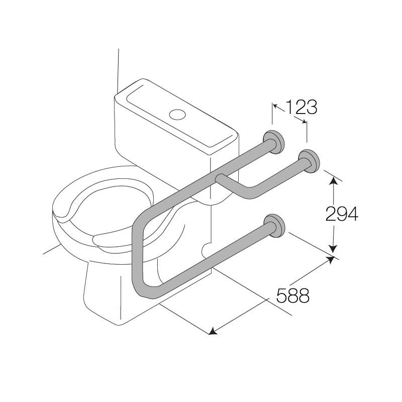 WS ราวมือจับกันลื่นข้างโถสุขภัณฑ์ HR-1108-2