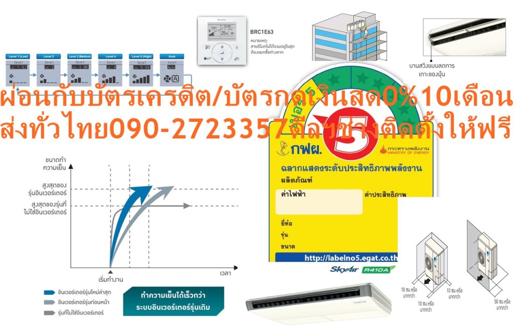 DAIKINเครื่องปรับอากาศCEILINGแขวน25000-49000BTUไฟ220-380โวลต์FHNQM(A)V2Sเบอร์5มอกINVERTERน้ำยาแอร์R32+FREEเครื่องฟอกอากาศฝุ่นPM2.5DAIKIN-CEILING-R410DAIKIN-CEILING-R410แอร์ไดกิ้นแบบแขวนFHNQมอก.แอร์แขวนไดกิ้นทรงสวยเรียบหรูทันสมัย เข้าได้กับห้องทุกดีไซน์ คุณลักษณะในการใช้งานที่โดดเด่น ใช้งานทนทานนานปี ลดข้อจำกัดในการติดตั้งในพื้นที่แคบ เพราะสามารถติดได้โดยต้องการระยะห่างจากขอบผนังเพียง 30 มม. ใช้งานทนทานนานปี เพราะตัวคอมเพรสเซอร์ถูกเคลือบด้วยสารพิเศษเทคโนโลยีล่าสุดจากไดกิ้นที่สามารถปกป้องการกัดกร่อน กระจายลมเย็นอัตโนมัติในแนวตั้ง สามารถส่งลมเย็นให้เกิดความเย็นที่ทั่วถึงทั้งห้อง😀🤏ราคานี้149995ไม่รวมติดตั้งNOFREELOGISTICราคาสินค้ายังไม่รวมค่าจัดส่งค่าจัดส่งจ่ายเองตามจริงสั่งง่ายจัดส่งเร็วเราทำการขายตลอด24ชั่วโมงเช็คสต๊อกก่อนกดสั่งซื้อเพราะมีหน้าร้านด้วยเพื่อป้องกันความผิดพลาดก่อนที่ท่านจะสั่งซื้ออย่าลืมเช็คสถานะของสินค้าก่อนว่ายังมีเหลืออยู่ในสต๊อคหรอไม่ราคาสินค้าอาจมีการเปลี่ยนแปลงกรุณาตรวจสอบราคาสินค้าอีกครั้งที่ปุ่มด้านล่างนี้ จัดส่งผ่านขนส่งเอกชนถึงหน้าบ้านลูกค้าต้องประกอบสินค้าเองเงื่อนไขการรับประกันกรณีสินค้าชำรุดเสียหายจากการผลิตที่ไม่ได้ชำรุดจากการใช้งานสามารถเปลี่ยนสินค้าใหม่ได้ภายใน7วันนับจากวันที่ได้ส่งสินค้าสินค้าชำรุดจากการใช้งานสามารถนำสินค้าพร้อมใบเสร็จและใบรับประกันส่งเครมซ่อมสินค้าได้ที่ศูนย์บริการใกล้บ้านท่านระยะเวลาในการดำเนินการเปลี่ยนสินค้าซ่อมประมาณ3-30วันทำการโทร090-2723357หรือADDไลน์ID:0968968198ติดต่อสั่งซื้อสินค้ายี่ห้อไหนรุ่นไหนจำนวนกี่ตัวกำหนดใช้สินค้าวันไหนต้องการราคาไม่เกินกี่บาทต่อตัวคะ https://www.facebook.com/pcbestbuytv/ หน้าเพจร้านมีสินค้าราคาดีๆใหม่ๆคอยอัพเดทเพิ่มเติมทุกวันด้วยลองคลิ๊กดูคะสนใจรุ่นไหน แค็ปหน้าจอมาแล้วโทรมาเลยฝากกดไลท์ฝากกดแชร์ฝากกดติดตามด้วยคะThankYouคะ😍😻 ตัวเครื่องเพรียวบางเพียง 195 มม. น้ำหนักเบา ขนาดกะทัดรัด ทำให้สามารถติดตั้งได้ง่ายและประหยัดพื้นที่ในการติดตั้งมากขึ้น แผ่นฟิลเตอร์เคลือบสารยับยั้งเชื้อราและแบคทีเรีย การทำความเย็นได้อย่างมีประสิทธิภาพ เป็นที่ยอมรับอย่างกว้างขวาง แอร์ไดกิ้น แบบแขวนใต้ฝ้า FHNQ Series มอก. รับประกันคอมเพรสเซอร์ 5 ปี และอะไหล่ 1 ปีDaikin-FHNQ-R410คุณสมบัติสินค้าของแอร์ไดกิ้น แบบแขวน FHNQ-MV2S น้ำยาแอร์ R-410 Air Daikin Ceiling Type FHNQ-MV2S ,Refrigerant R-410เย็นทั่วถึงด้วยใบพัดกระจายลมแนวตั้งอัตโนมัติ เย็นสบายและทั่วถึงด้วยใบพัดกระจายลมแนวตั้งปรับขึ้น-ลงอัตโนมัติ ใบพัดกระจายลมแนวนอนแยกปรับการกระจายลมซ้าย-ขวาอิสระแบบแมนวล ติดตั้งได้แม้ในพื้นที่แคบ สามารถติดตั้งได้ในพื้นที่แคบ ต้องการพื้นที่ในการติดตั้งห่างจากขอบผนังเพียงด้านละ 3 ซม. เท่านั้น ทำให้ติดตั้งในพื้นที่ได้หลากหลาย ติดตั้งบนเพดานสูงได้ถึง 3.5 เมตร กำลังลมแรง สามารถติดตั้งในพื้นที่ที่มีเพดานสูงถึง 3.5 เมตร ดีไซน์สวยงาม ขนาดบาง ดีไซน์สวยงาม ขนาดบางเพียง 195 มม.ทุกรุ่น ติดตั้งได้แม้ในบริเวณฝ้าเพดานต่ำ ❌เพื่อรักษาสิทธิในการเปลี่ยนสินค้ากรุณาทำตามนี้นะคะ✅1.กรุณารับสินค้าด้วยตนเองหากไม่สะดวกรับสินค้าให้เลื่อนนัดวันเวลารับกับขนส่งให้พอดีเวลากัน 2.เมื่อรถขนส่งสินค้ามาถึงกรุณาถ่ายวิดีโอตั้งแต่ตอนที่(รับสินค้าจากขนส่งจนถึงทดลองใช้สินค้า)ให้จบภายในคลิปVDOเดียวห้ามตัดต่อ ✅ เมื่อคุณลูกค้าได้รับสินค้าแล้วรบกวนอัดคลิปวิดีโอก่อนแกะกล่องพัสดุไว้ด้วยค่ะเพื่อป้องกันการผิดพลาดหากคุณลูกค้าได้รับสินค้าไม่ครบหรือมีสินค้าชำรุดเสียหายหากไม่มีหลักฐานยืนยันทางร้านขออนุญาตไม่รับผิดชอบทุกกรณีนะคะ❤ ❌ถ้าไม่มีวีดีโอไม่รับผิดชอบทุกกรณี✅ย้ำไม่รับผิดชอบทุกกรณี❌ หากพัสดุเสียหาย รบกวนปฏิเสธการรับจากทางขนส่งได้เลยค่ะ เงื่อนไขการรับเคลมสินค้า 1. ก่อนรับสินค้าจนถึงแกะกล่องสินค้าต้องถ่ายคลิปVDO✅ใบปะหน้ากล่องสินค้าให้เห็นชื่อลูกค้าที่อยู่ขณะแกะกล่องสินค้าและสินค้าที่แพ็คในกล่องสินค้า❌โดยไม่ตัดต่อVDOและถ่ายVDOต่อเนื่องในคลิปVDOเดียวจบ❌ 2. หากพบว่ากล่องสินค้าชำรุดฉีกขาดแตกหักให้ถ่ายมุมของกล่องสินค้าไว้เป็นหลักฐานก่อนแกะ 3. เมื่อพบปัญหาสินค้าไม่ครบส่งผิดชำรุดแตกหักจากการขนส่งทันทีให้ลูกค้าส่งคลิปหลักฐานและแจ้งเลขที่สั่งซื้อให้แอดมินร้านฯทางแอดมินร้านจะติดต่อประสานงานและแก้ไขปัญหาภายในวันทำการ1วันทำการ กรณีไม่รับเคลม/คืนสินค้า 1. แจ้งเคลมสินค้าแตกหักเสียหายใช้งานไม่ได้โดยไม่มีคลิปVDOประกอบตามเงื่อนไขที่กำหนด 2. สินค้าเสียหายนอกเหนือจากการขนส่งสินค้าเช่นลูกค้าทำสินค้าชำรุดเองแตกหักจากการติดตั้งหรือเคลื่อนย้ายสินค้าโดยไม่ระมัดระวัง/ทำพลาดล้มตกหล่นหรือมีคน,สัตว์เลี้ยงใบ้านของลูกค้าทำพังหรือปล่อยทิ้งสินค้าไว้เพียงลำพังโดยไม่มีคนเฝ้าระวัง สอบถามข้อมูลเพิ่มเติม(วันจันทร์ - ศุกร์ เวลา09.00–18.00 น.(เว้นวันหยุดราชการ)หมายเหตุ:กรุณาอ่านก่อนสั่งซื้อๆสินค้าผิดรุ่นเองโดยผู้ซื้อไม่รับเปลี่ยนคืนทุกกรณี/ รับเคลมสินค้าเมื่อมีหลักฐานจากการถ่ายวีดีโอ ก่อนแกะสินค้าเท่านั้นแจ้งลูกค้าทุกท่านทราบ ทางบริษัทไม่มีบริการยกของขึ้นชั้นบนให้กับทางลูกค้าต้องขออภัยไว้ณ.ที่นี่ด้วยค่ะทางเราขอสงวนสิทธิ์ในการเปลี่ยนแปลงหรือยกเลิกโปรโมชั่นดังกล่าวโดยไม่แจ้งให้ทราบล่วงหน้า เงื่อนไขเป็นไปตามที่บริษัทฯกำหนด(ยกเว้นรุ่น FHNQ36MAV2S) ทนทาน ใช้งานได้ยาวนาน แผงระบายความร้อนของชุดคอยล์ร้อนเคลือบด้วยอะคริลิคเรซิ่น ป้องกันการกัดกร่อนจากมลพิษในอากาศ ทำให้แผงระบายความร้อนมีอายุการใช้งานนานยิ่งขึ้น (รุ่น FHNQ24/42/48MV/Y2S) ดูแลรักษาง่าย ถอดล้างทำความสะอาดแผ่นกรองฝุ่นง่ายเพียงถอดหน้ากากช่องอากาศเข้า หากต้องการซ่อมบำรุงเพียงแค่ถอดส่วนล่างของตัวเครื่องก็จะสามารถดูแลรักษาอุปกรณ์ได้ ลักษณะเฉพาะของผลิตภัณฑ์ คุณสมบัติSpecification Unit FHNQ24MV2S ขนาดการทำความเย็น BTU/h 24,000 กำลังไฟฟ้า W 2,330 แหล่งจ่ายไฟ V/Ph/Hz 220 V / 1 Phase/ 50 Hz Indoor Unit Model FHNQ24MV2S สีหน้ากาก White (ขาว) อัตราการหมุนเวียนอากาศ H/M/L cfm 918/777 ระดับความเร็วพัดลม 2 steps การกระจายลม Auto Swing (Up-down) แผ่นกรองอากาศ Resin net (with mould resistance) ระดับเสียง H/M/L dB(A) 45/40 ขนาด (สูงxกว้างxลึก) mm 195 x 1,400 x 680 น้ำหนัก kg 32 Outdoor Unit Model RNQ24MV2S สีชุดภายนอก Ivory White (ขาวงาช้าง) อัตราการหมุนเวียนอากาศ cfm 1,359 ระดับเสียง Cooling/ Night Quiet Mode dB(A) 54 ขนาด (สูงxกว้างxลึก) mm 735 x 825 x 300 น้ำหนัก kg 57 คอมเพรสเซอร์ Hermetically sealed rotary type สารทำความเย็น R-410A เดินท่อได้ไกลสูงสุดโดยไม่ต้องเติมน้ำยาเพิ่มเติม m 10 ความยาวการเดินท่อสูงสุด m 30 ความต่างระดับสูงสุด m 15 Specification Unit FHNQ30MAV2S ขนาดการทำความเย็น BTU/h 30,000 กำลังไฟฟ้า W 2,820 แหล่งจ่ายไฟ V/Ph/Hz 220 V / 1 Phase / 50 Hz Indoor Unit Model FHNQ30MAV2S สีหน้ากาก White (ขาว) อัตราการหมุนเวียนอากาศ H/M/L cfm 918-953/777-812 ระดับความเร็วพัดลม 2 Steps การกระจายลม Auto Swing (Up-down) แผ่นกรองอากาศ Resin net (with mould resistance) ระดับเสียง H/M/L dB(A) 48/42 ขนาด (สูงxกว้างxลึก) mm 195 x 1,590 x 680 น้ำหนัก kg 36 Outdoor Unit Model RNQ30MAV2S สีชุดภายนอก Ivory White (สีขาวงาช้าง) อัตราการหมุนเวียนอากาศ cfm 2,824 ระดับเสียง Cooling/ Night Quiet Mode dB(A) 55 ขนาด (สูงxกว้างxลึก) mm 990 x 940 x 320 น้ำหนัก kg 65 คอมเพรสเซอร์ Hermetically sealed rotary type สารทำความเย็น R-410A เดินท่อได้ไกลสูงสุดโดยไม่ต้องเติมน้ำยาเพิ่มเติม m 15 ความยาวการเดินท่อสูงสุด m 30 ความต่างระดับสูงสุด m 20 Specification Unit FHNQ30MAV2S ขนาดการทำความเย็น BTU/h 30,000 กำลังไฟฟ้า W 2,820 แหล่งจ่ายไฟ V/Ph/Hz 380 V / 3 Phase / 50 Hz Indoor Unit Model FHNQ30MAV2S สีหน้ากาก White (ขาว) อัตราการหมุนเวียนอากาศ H/M/L cfm 918-953/777-812 ระดับความเร็วพัดลม 2 Steps การกระจายลม Auto Swing (Up-down) แผ่นกรองอากาศ Resin net (with mould resistance) ระดับเสียง H/M/L dB(A) 48/42 ขนาด (สูงxกว้างxลึก) mm 195 x 1,590 x 680 น้ำหนัก kg 36 Outdoor Unit Model RNQ30MAY2S สีชุดภายนอก Ivory White (สีขาวงาช้าง) อัตราการหมุนเวียนอากาศ cfm 2,824 ระดับเสียง Cooling/ Night Quiet Mode dB(A) 57 ขนาด (สูงxกว้างxลึก) mm 990 x 940 x 320 น้ำหนัก kg 65 คอมเพรสเซอร์ Hermetically sealed rotary type สารทำความเย็น R-410A เดินท่อได้ไกลสูงสุดโดยไม่ต้องเติมน้ำยาเพิ่มเติม m 15 ความยาวการเดินท่อสูงสุด m 30 ความต่างระดับสูงสุด m 20 Specification Unit FHNQ36MAV2S ขนาดการทำความเย็น BTU/h 36,000 กำลังไฟฟ้า W 3,380 แหล่งจ่ายไฟ V/Ph/Hz 220 V / 1 Phase / 50 Hz Indoor Unit Model FHNQ36MAV2S สีหน้ากาก White (ขาว) อัตราการหมุนเวียนอากาศ H/M/L cfm 1,412/1,094 ระดับความเร็วพัดลม 2 Steps การกระจายลม Auto Swing (Up-down) แผ่นกรองอากาศ Resin net (with mould resistance) ระดับเสียง H/M/L dB(A) 50/45 ขนาด (สูงxกว้างxลึก) mm 260 x 1,844 x 680 น้ำหนัก kg 62 Outdoor Unit Model RNQ36MAV2S สีชุดภายนอก Ivory White (สีขาวงาช้าง) อัตราการหมุนเวียนอากาศ cfm 2,825 ระดับเสียง Cooling/ Night Quiet Mode dB(A) 55 ขนาด (สูงxกว้างxลึก) mm 990 x 940 x 320 น้ำหนัก kg 67 คอมเพรสเซอร์ Hermetically sealed rotary type สารทำความเย็น R-410A เดินท่อได้ไกลสูงสุดโดยไม่ต้องเติมน้ำยาเพิ่มเติม m 15 ความยาวการเดินท่อสูงสุด m 50 ความต่างระดับสูงสุด m 20 Specification Unit FHNQ36MAV2S ขนาดการทำความเย็น BTU/h 36,000 กำลังไฟฟ้า W 3,380 แหล่งจ่ายไฟ V/Ph/Hz 380 V / 3 Phase / 50 Hz Indoor Unit Model FHNQ36MAV2S สีหน้ากาก White (ขาว) อัตราการหมุนเวียนอากาศ H/M/L cfm 1,412/1,094 ระดับความเร็วพัดลม 2 Steps การกระจายลม Auto Swing (Up-down) แผ่นกรองอากาศ Resin net (with mould resistance) ระดับเสียง H/M/L dB(A) 48/42 ขนาด (สูงxกว้างxลึก) mm 260 x 1,844 x 680 น้ำหนัก kg 62 Outdoor Unit Model RNQ36MAY2S สีชุดภายนอก Ivory White (สีขาวงาช้าง) อัตราการหมุนเวียนอากาศ cfm 2,825 ระดับเสียง Cooling/ Night Quiet Mode dB(A) 57 ขนาด (สูงxกว้างxลึก) mm 990 x 940 x 320 น้ำหนัก kg 67 คอมเพรสเซอร์ Hermetically sealed rotary type สารทำความเย็น R-410A เดินท่อได้ไกลสูงสุดโดยไม่ต้องเติมน้ำยาเพิ่มเติม m 15 ความยาวการเดินท่อสูงสุด m 30 ความต่างระดับสูงสุด m 20 Specification Unit FHNQ42MV2S ขนาดการทำความเย็น BTU/h 42,000 กำลังไฟฟ้า W 4,510 แหล่งจ่ายไฟ V/Ph/Hz 380 V / 3 Phase / 50 Hz Indoor Unit Model RNQ42MY2S สีหน้ากาก White (ขาว) อัตราการหมุนเวียนอากาศ H/M/L cfm 1,341-1,412/812-883 ระดับความเร็วพัดลม 2 Steps การกระจายลม Auto Swing (Up-down) แผ่นกรองอากาศ Resin net (with mould resistance) ระดับเสียง H/M/L dB(A) 50/45 ขนาด (สูงxกว้างxลึก) mm 195 X 1,590 X 680 น้ำหนัก kg 35 Outdoor Unit Model RNQ42MY2S สีชุดภายนอก Ivory White (สีขาวงาช้าง) อัตราการหมุนเวียนอากาศ cfm 3,425 ระดับเสียง Cooling/ Night Quiet Mode dB(A) 56 ขนาด (สูงxกว้างxลึก) mm 1,345 x 900 x 320 น้ำหนัก kg 107 คอมเพรสเซอร์ Hermetically sealed rotary type สารทำความเย็น R-410A เดินท่อได้ไกลสูงสุดโดยไม่ต้องเติมน้ำยาเพิ่มเติม m 15 ความยาวการเดินท่อสูงสุด m 50 (Equivalent 70) ความต่างระดับสูงสุด m 30 Specification Unit FHNQ48MV2S ขนาดการทำความเย็น BTU/h 48,000 กำลังไฟฟ้า W 5,510 แหล่งจ่ายไฟ V/Ph/Hz 380 V / 3 Phase / 50 Hz Indoor Unit Model FHNQ48MV2S สีหน้ากาก White (ขาว) อัตราการหมุนเวียนอากาศ H/M/L cfm 1,481-1,553/847-918 ระดับความเร็วพัดลม 2 Steps การกระจายลม Auto Swing (Up-down) แผ่นกรองอากาศ Resin net (with mould resistance) ระดับเสียง H/M/L dB(A) 49/43 ขนาด (สูงxกว้างxลึก) mm 195 x 1,590 x 680 น้ำหนัก kg 35 Outdoor Unit Model RNQ48MY2S สีชุดภายนอก Ivory White (สีขาวงาช้าง) อัตราการหมุนเวียนอากาศ cfm 3,425 ระดับเสียง Cooling/ Night Quiet Mode dB(A) 58 ขนาด (สูงxกว้างxลึก) mm 1,345 x 900 x 320 น้ำหนัก kg 111 คอมเพรสเซอร์ Hermetically sealed rotary type สารทำความเย็น R-410A เดินท่อได้ไกลสูงสุดโดยไม่ต้องเติมน้ำยาเพิ่มเติม m 15 ความยาวการเดินท่อสูงสุด m 50 (Equivalent length 70) ความต่างระดับสูงสุด m 30 *อ้างอิงจากการใช้งาน 8 ชม. ต่อวันเป็นระยะเวลา 1 ปี x ค่าไฟ 3.96 บาทต่อหน่วย คุณสมบัติของผลิตภัณฑ์ MODEL Ceiling FHNQ-M(A)V2S สารทำความเย็นและระบบการทำงาน ระบบ On-off สารทำความเย็น R410A ปราศจากกังวล เคลือบสารป้องกันการผุกร่อนที่คอยล์ร้อน รุ่น 24/42/48 รีโมทคอนโทรลและการควบคุม การตั้งเวลาเปิด – ปิด ความสะดวกสบาย การสวิงแนวตั้ง (ขึ้น-ลง) อัตโนมัติ การติดตั้งบนเพดานสูง ใช้กับเพดานสูงสุดได้ถึง 3.5 เมตร การทำงานและการดูแลรักษา ระบบตรวจสอบความผิดปกติของตัวเครื่อง คุณสมบัติการควบคุม การเริ่มทำงานใหม่อัตโนมัติ ลูกค้าสนใจแอร์ไดกิ้น แบบติดผนัง รุ่นอื่น