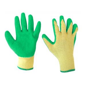Schake ถุงมือผ้าเคลือบยางธรรมชาติกันลื่น P11-000003 สีเขียว-เหลือง